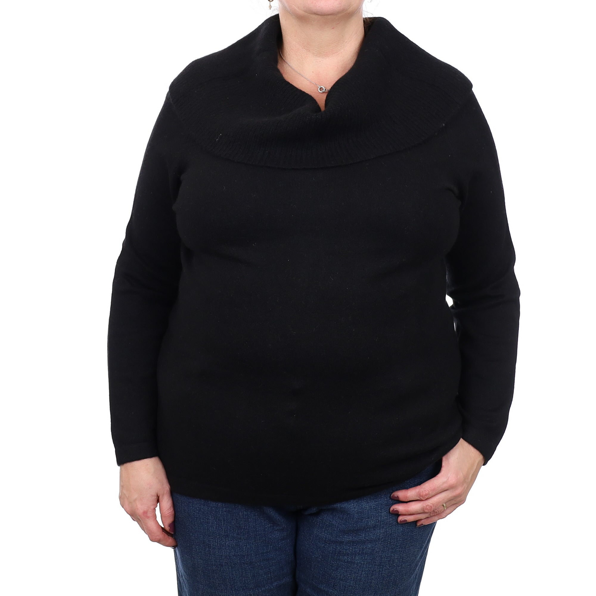 Black Cashmere Cowl Neck Jumper 2X Extra Large