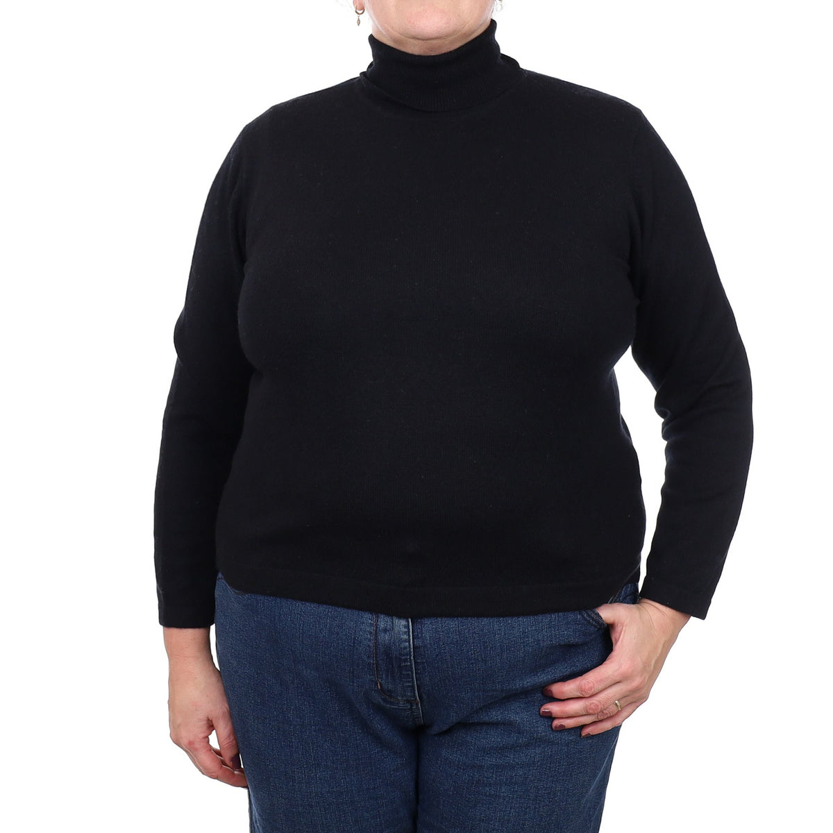 Black Cashmere Polo Neck Jumper Extra Large