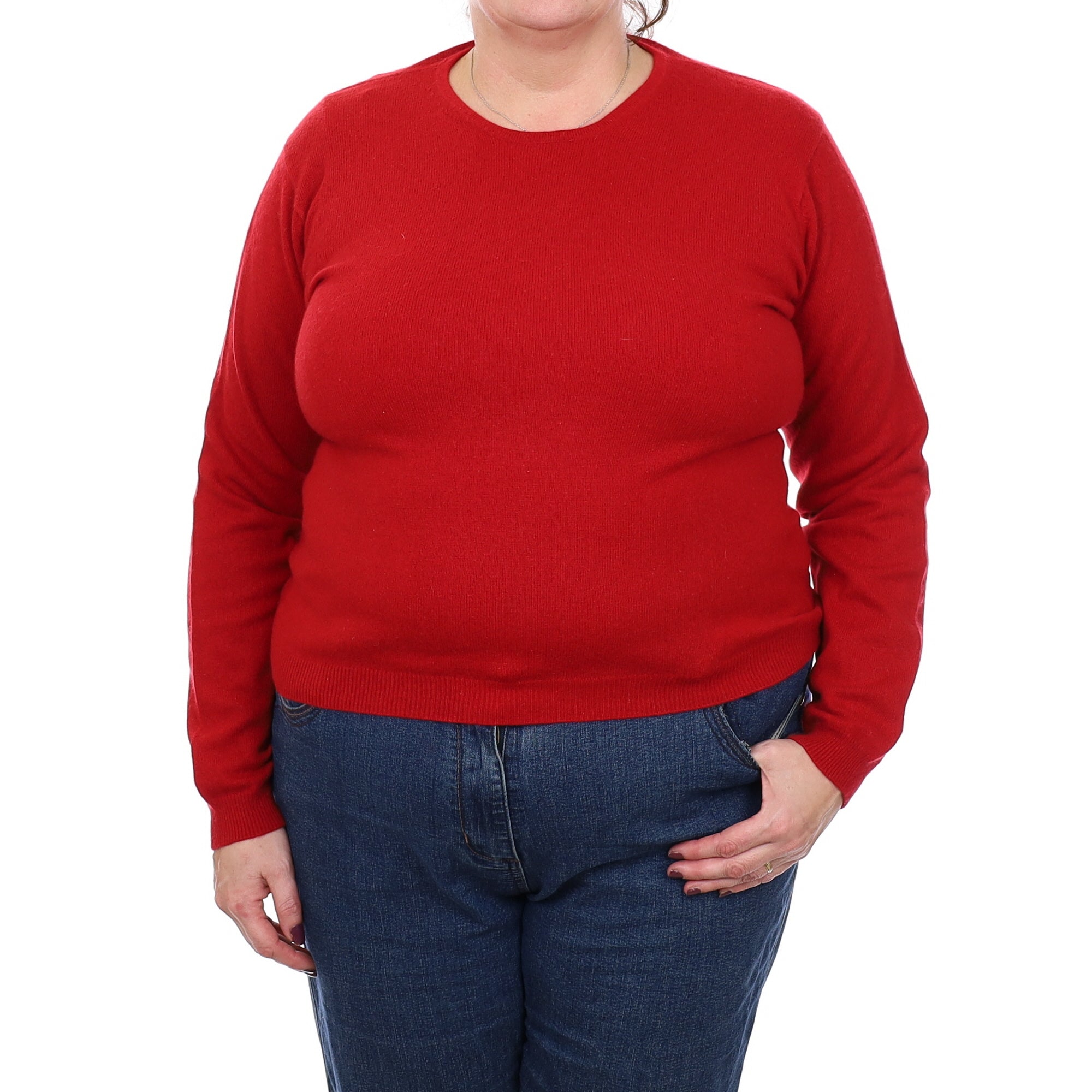 Post Box Red Cashmere Crew Neck Jumper Extra Large