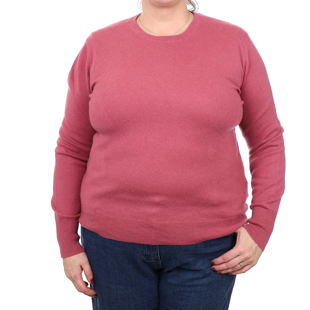 Heather Pink Cashmere Crew Neck Jumper Extra Large