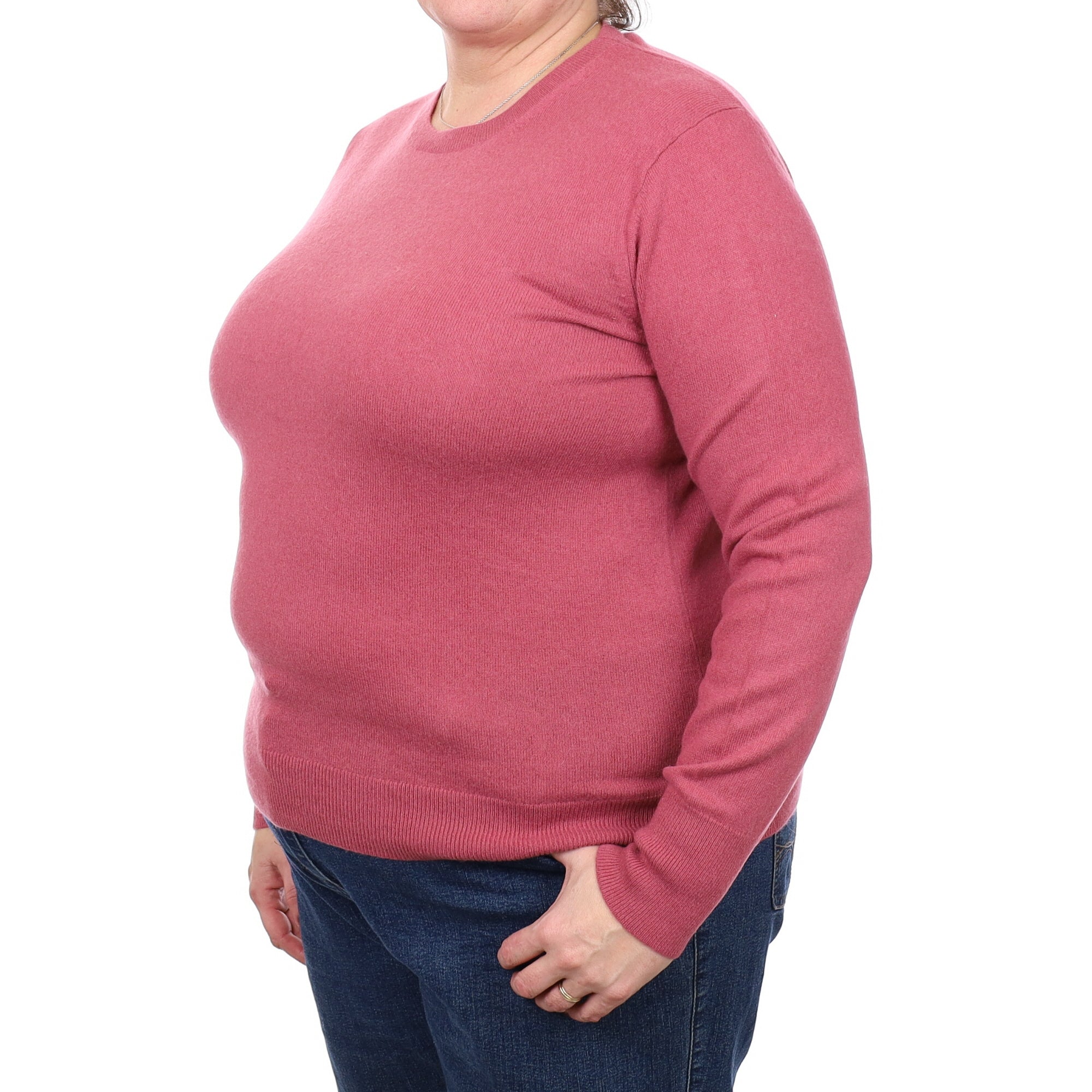 Heather Pink Cashmere Crew Neck Jumper Extra Large