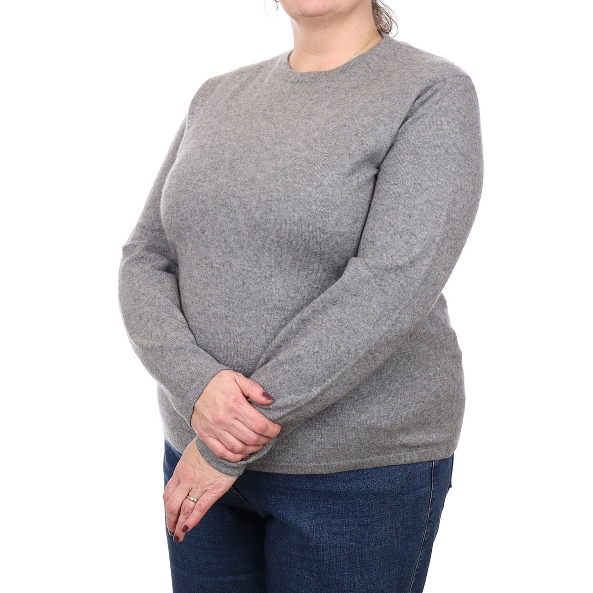 Ash Grey Cashmere Crew Neck Jumper Extra Large