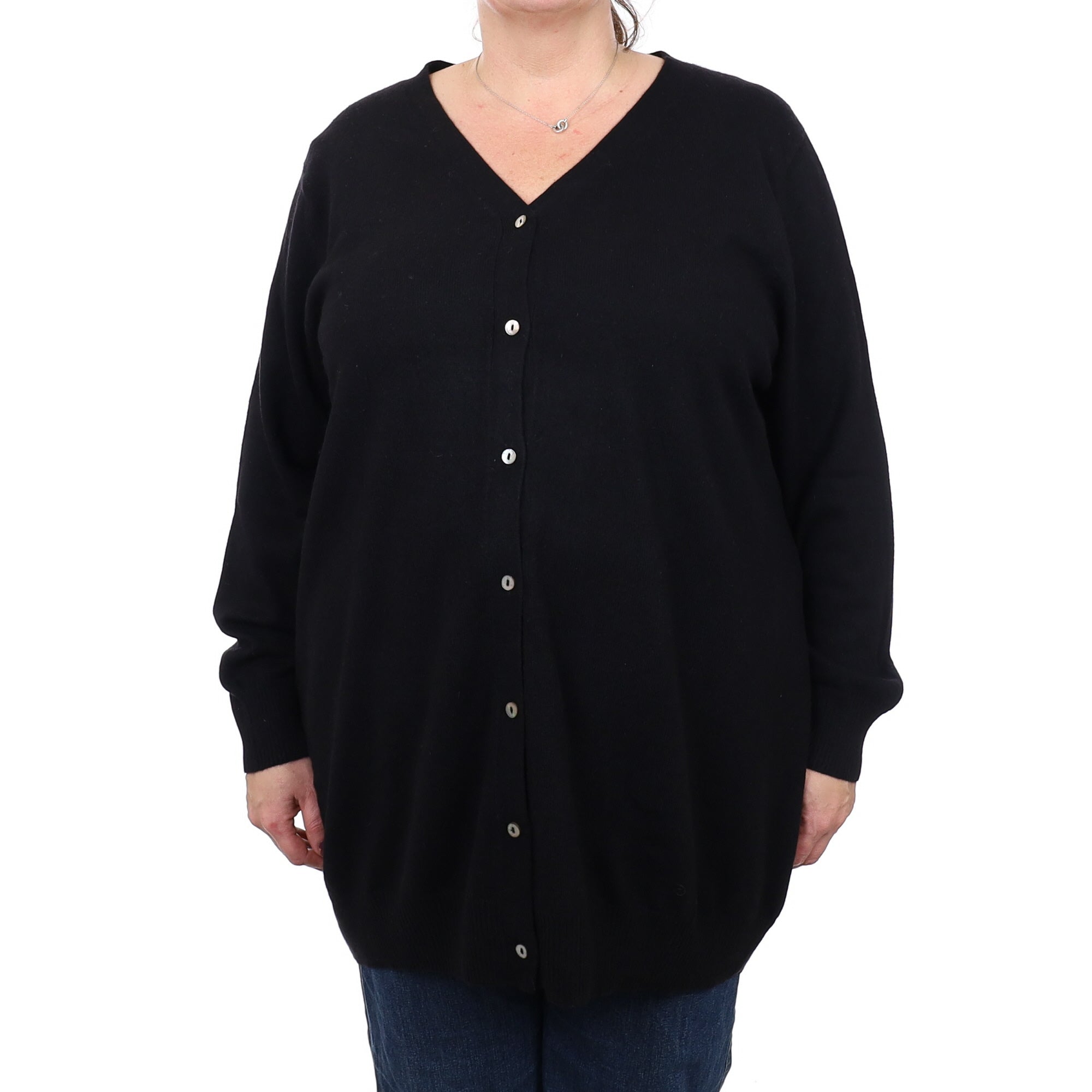 Black Cashmere V Neck Cardigan 3 Extra Large