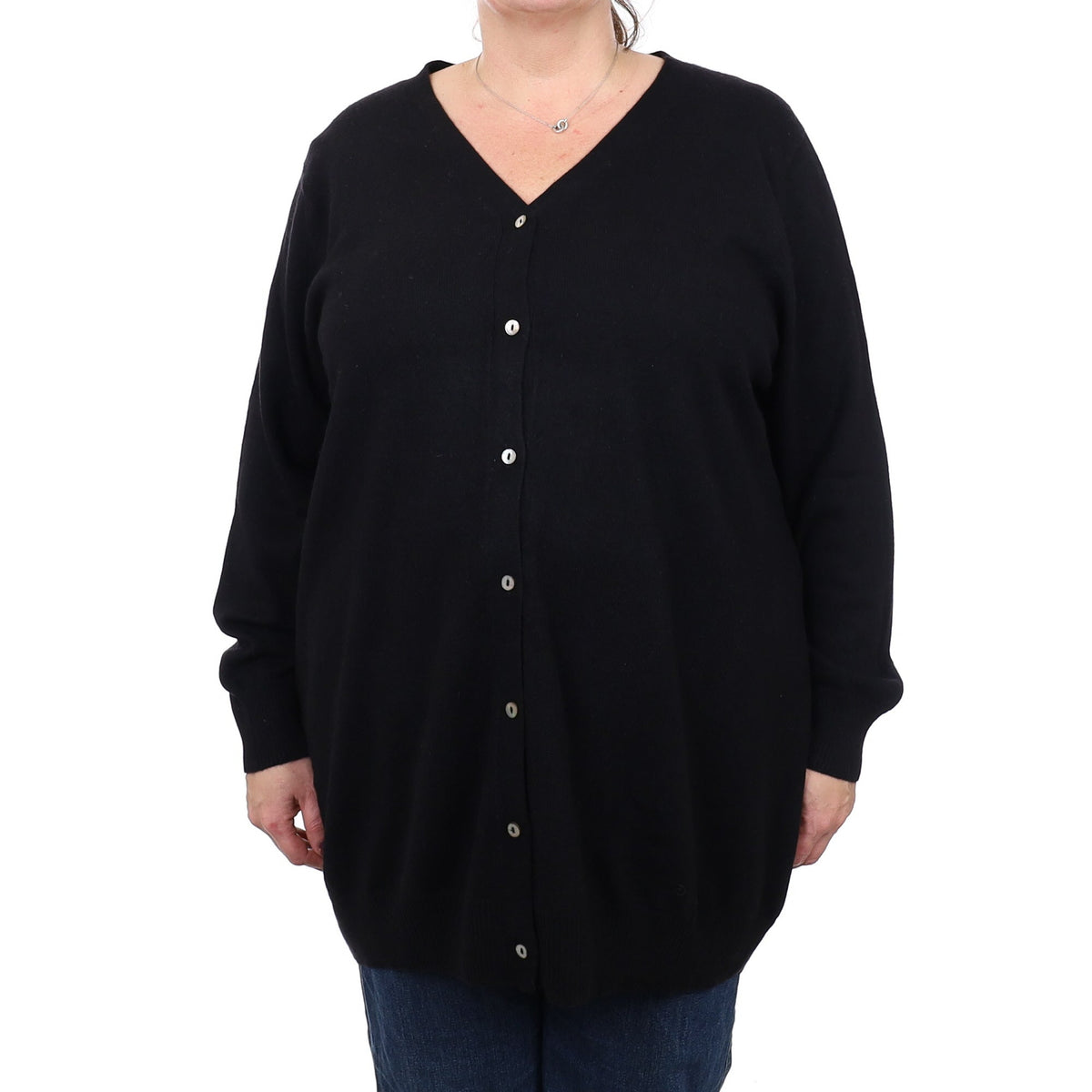Black Cashmere V Neck Cardigan 3 Extra Large