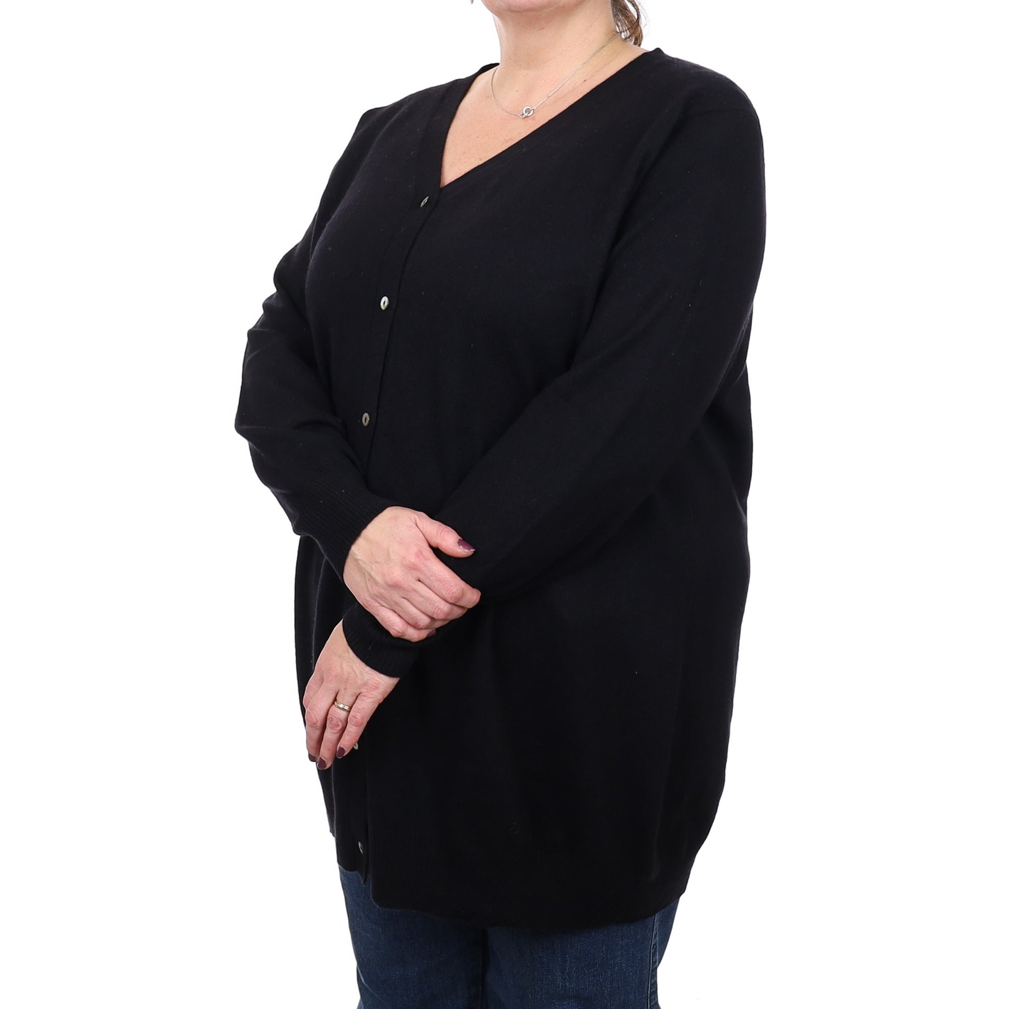 Black Cashmere V Neck Cardigan 3 Extra Large