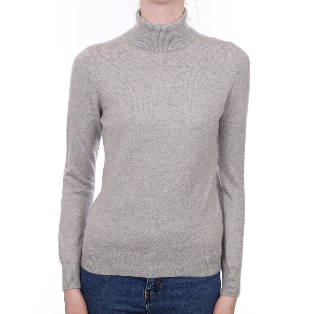 Smoke Grey Cashmere Polo Neck Jumper Extra Small