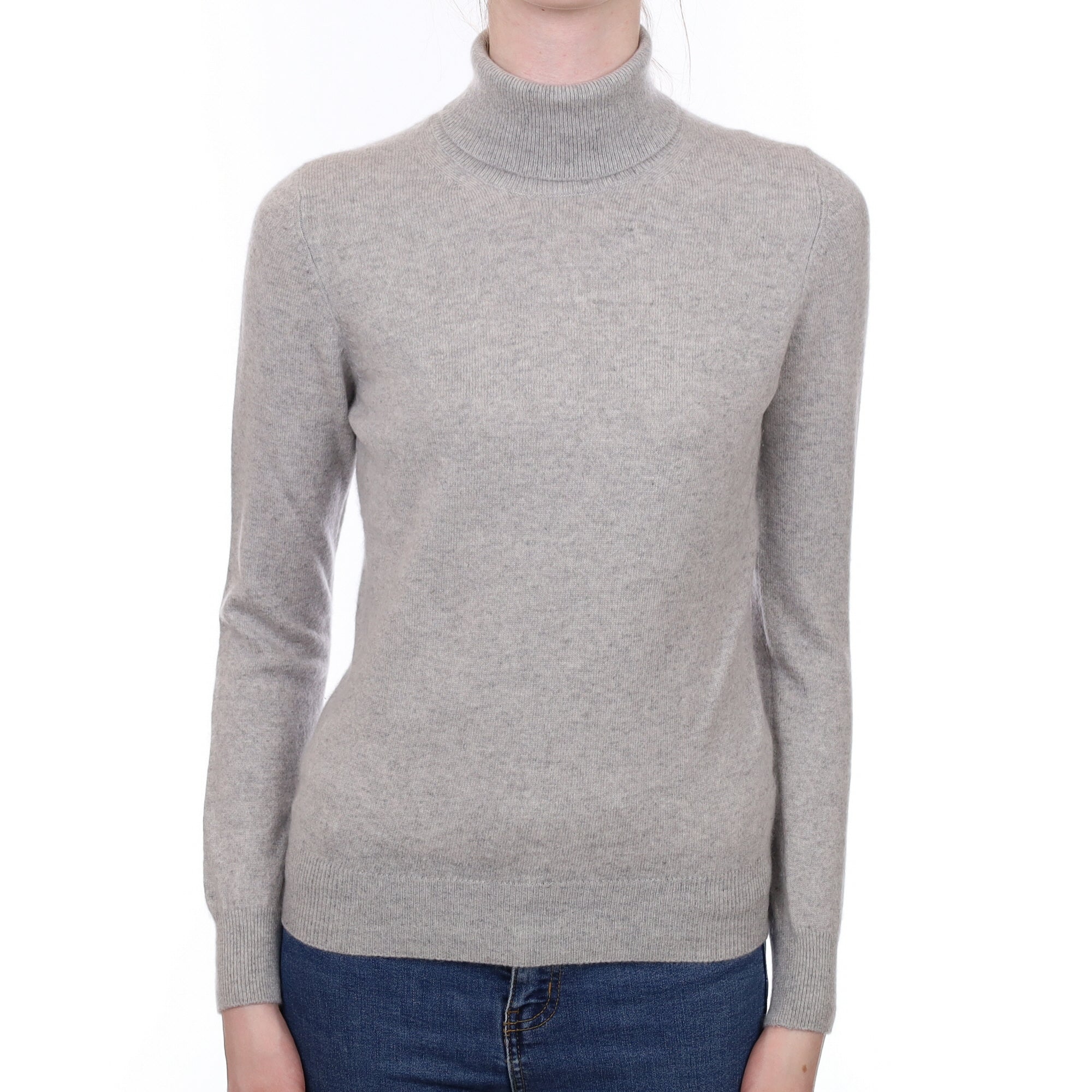 Smoke Grey Cashmere Polo Neck Jumper Extra Small
