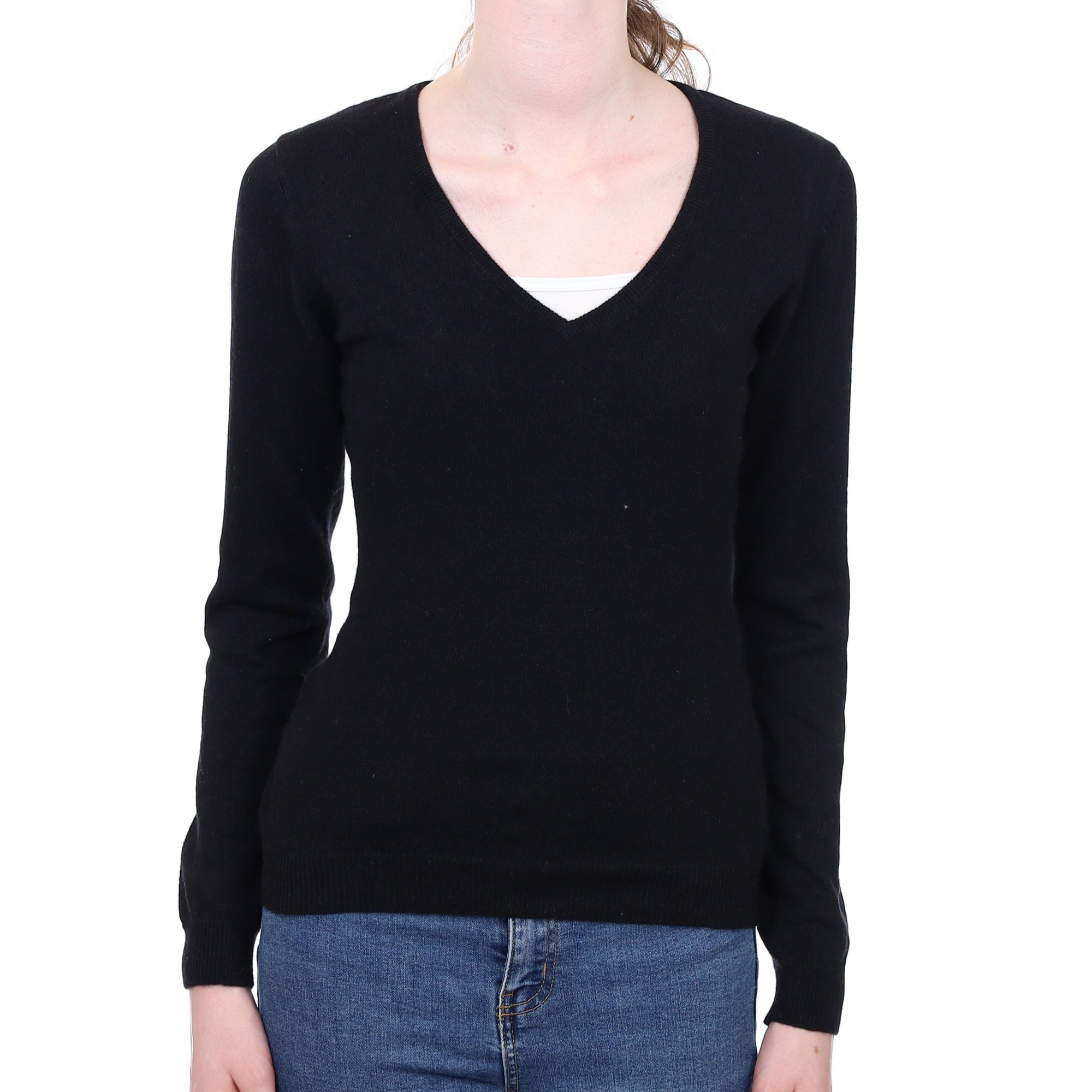 Black Cashmere V Neck Jumper Extra Small