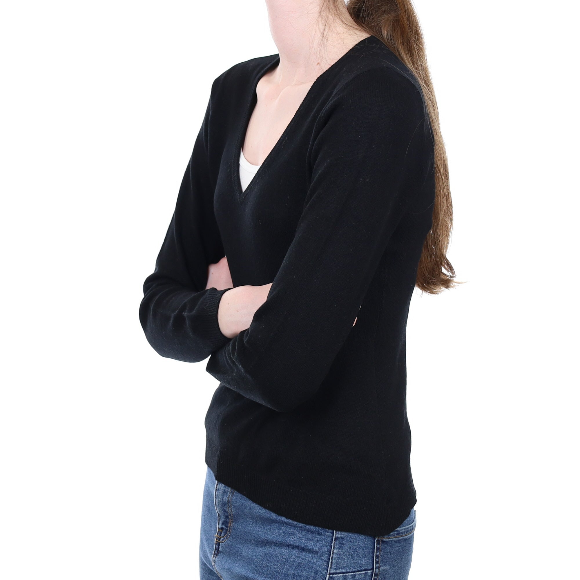 Black Cashmere V Neck Jumper Extra Small