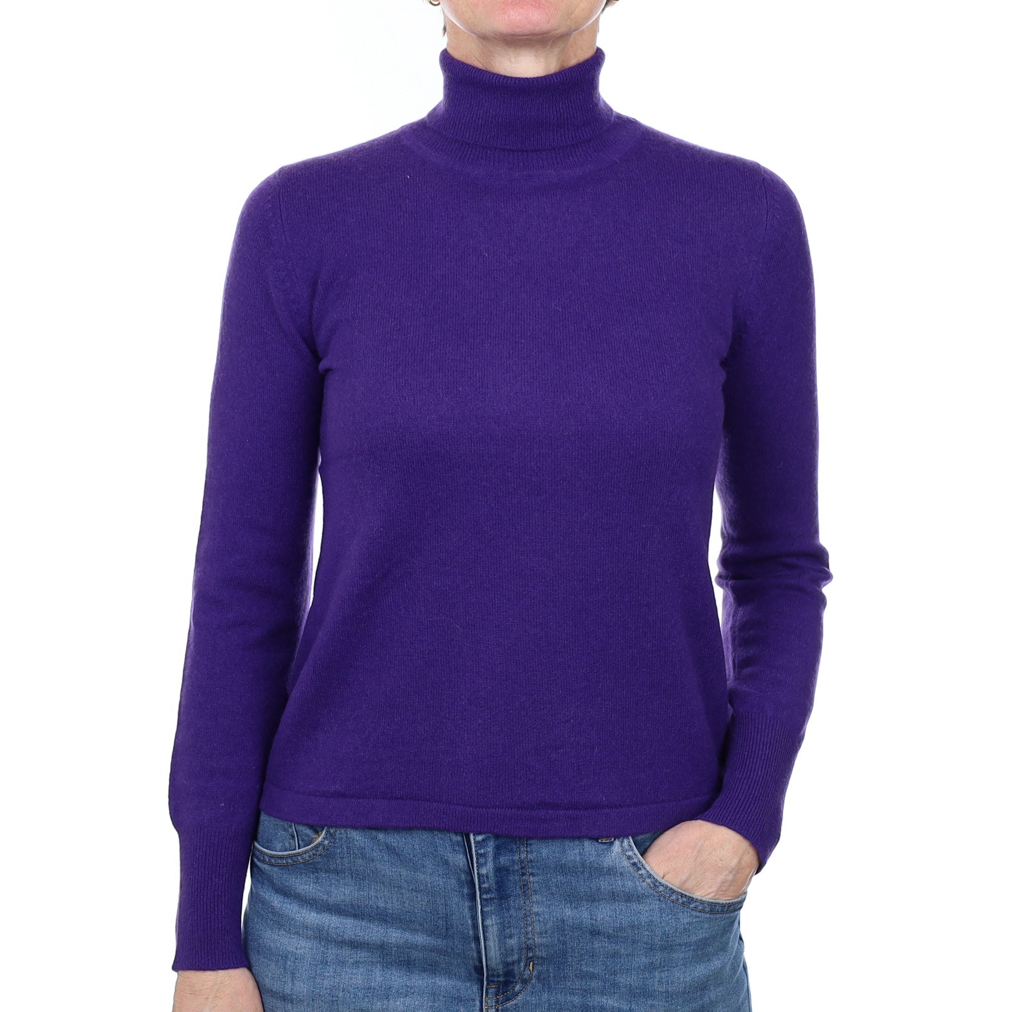 Iris Purple Cashmere Polo Neck Jumper Small