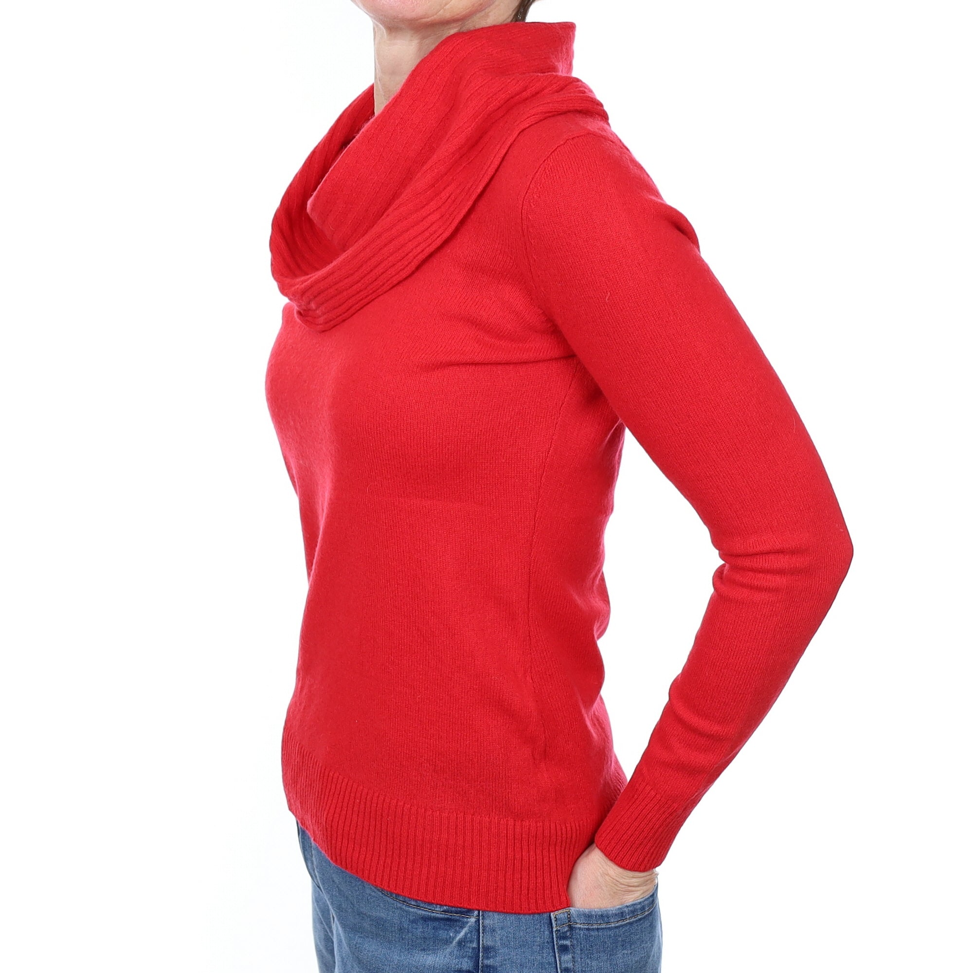 Berry Red Cashmere Cowl Neck Jumper Small