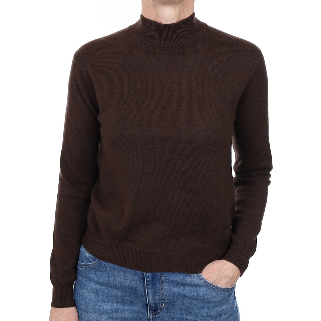 Chocolate Brown Cashmere Turtleneck Jumper Small