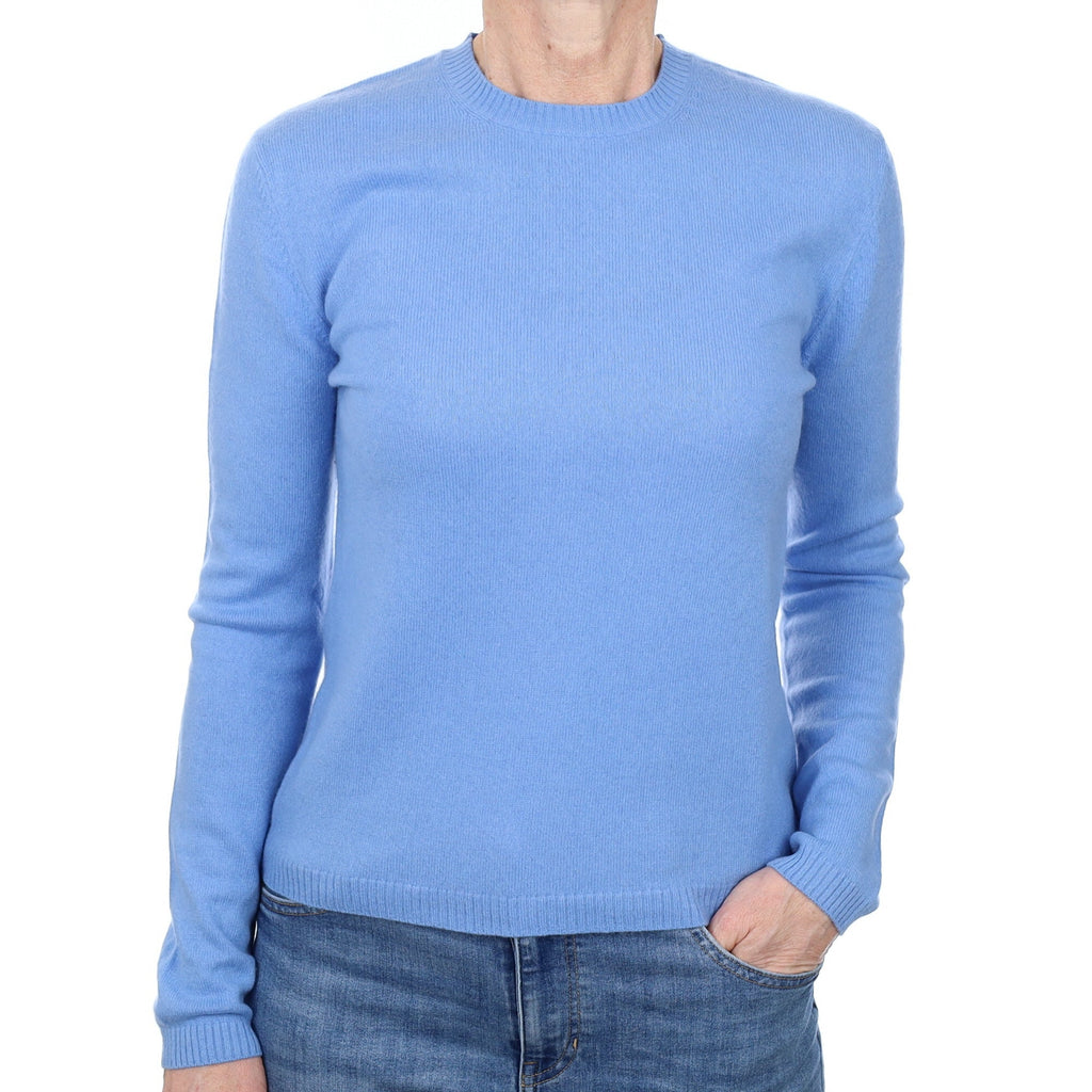 Cornflower Blue Cashmere Crew Neck Jumper Small