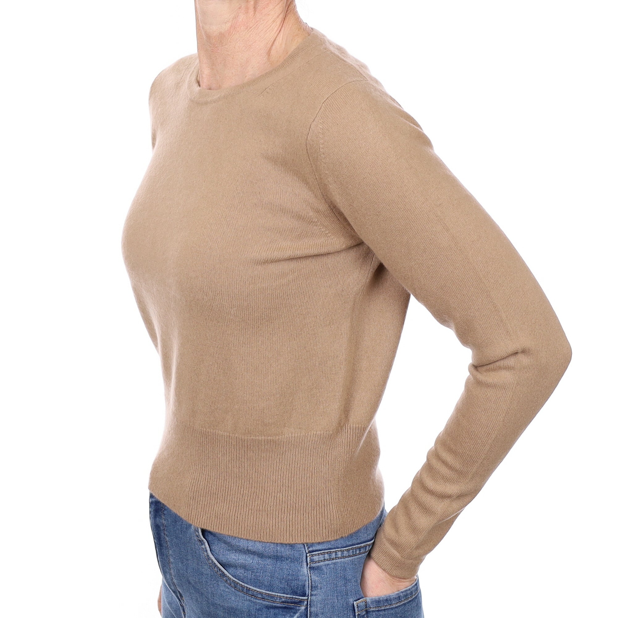 Fudge Brown Cashmere Crew Neck Jumper Small