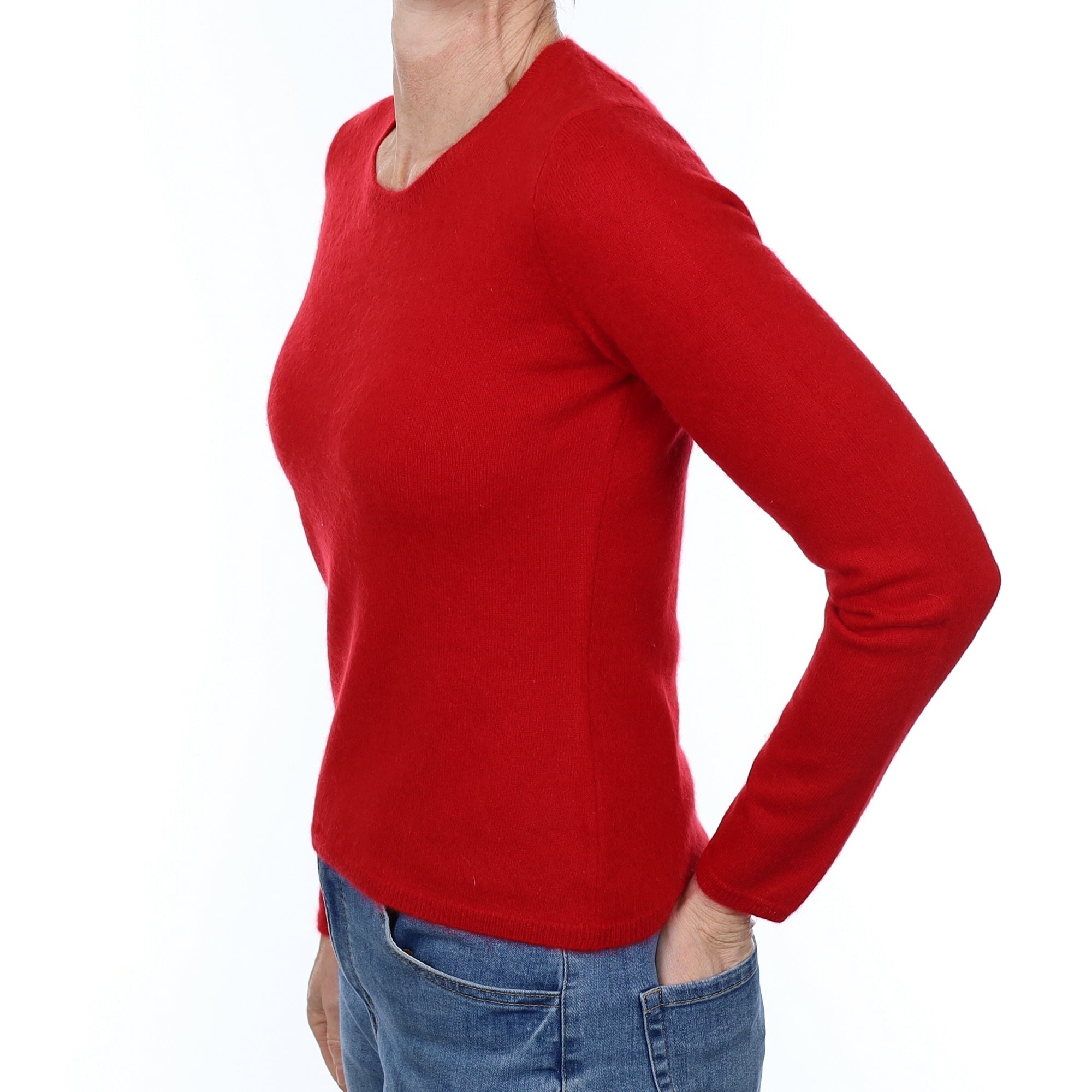 Post Box Red Cashmere Crew Neck Jumper Small