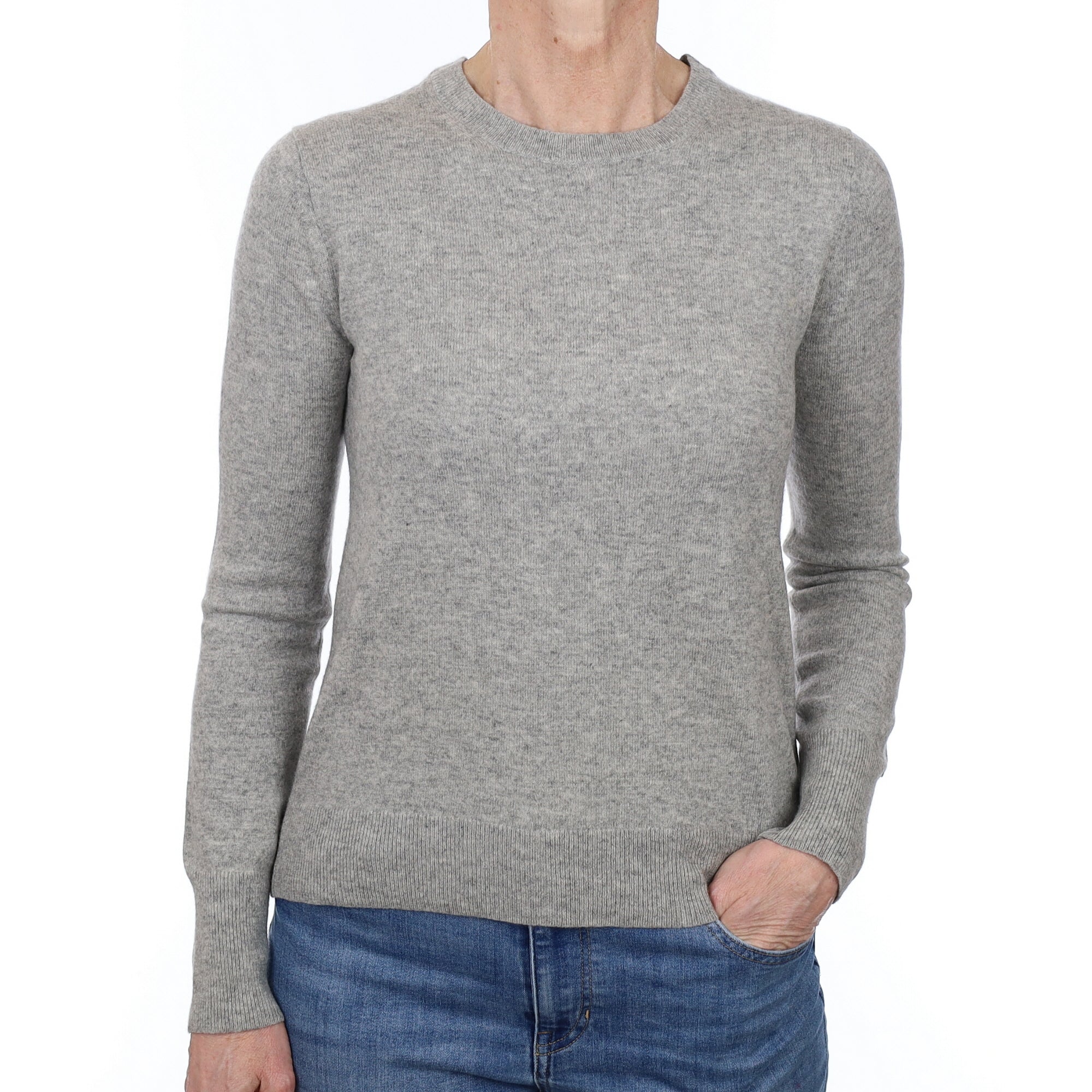 Smoke Grey Cashmere Crew Neck Jumper Small