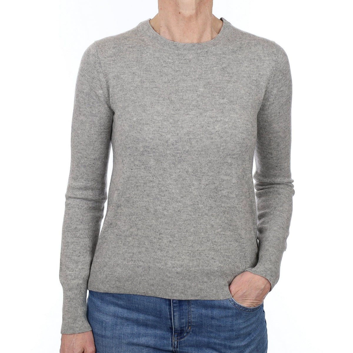 Smoke Grey Cashmere Crew Neck Jumper Small