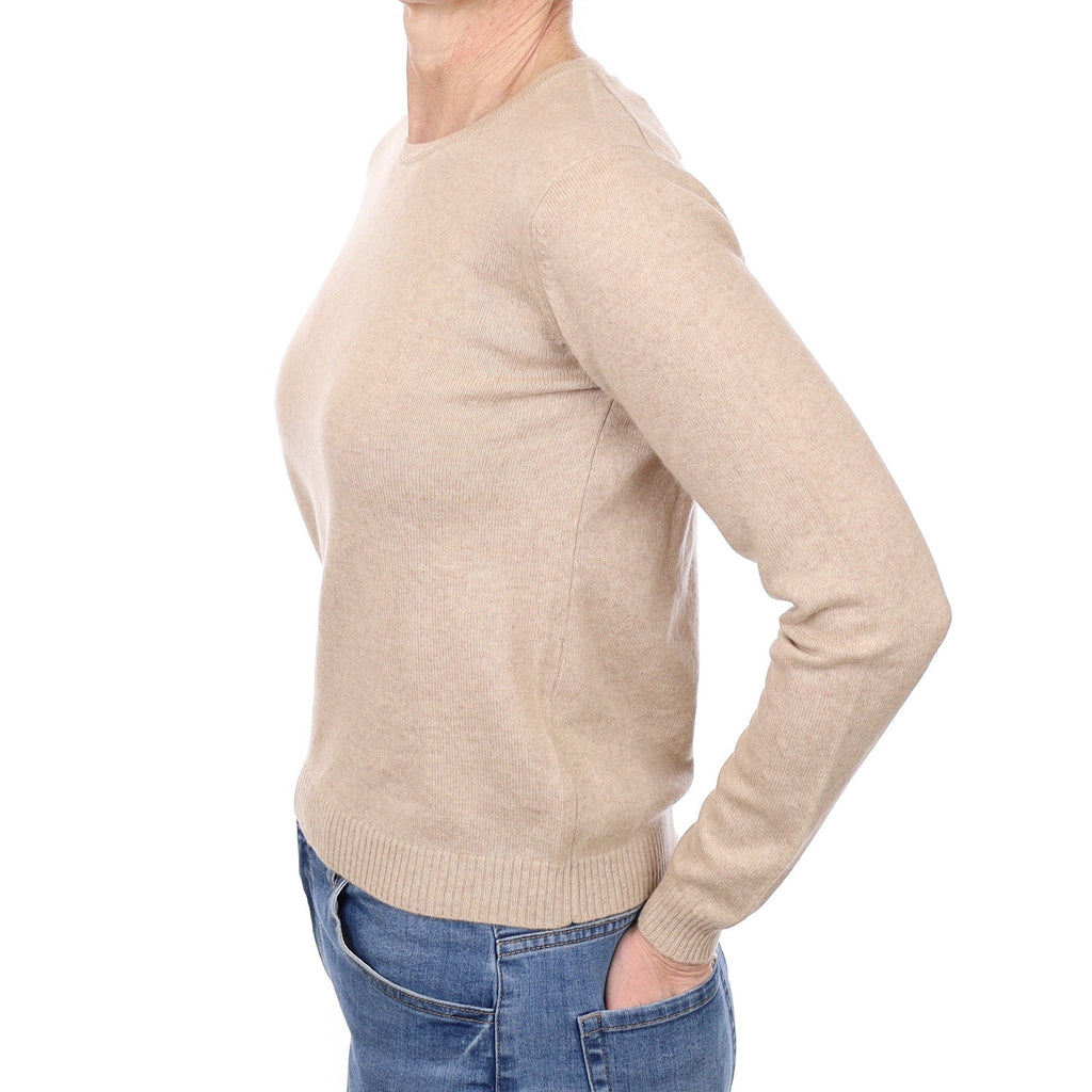 Biscuit Beige Cashmere Crew Neck Jumper Small