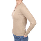 Biscuit Beige Cashmere V Neck Jumper Small