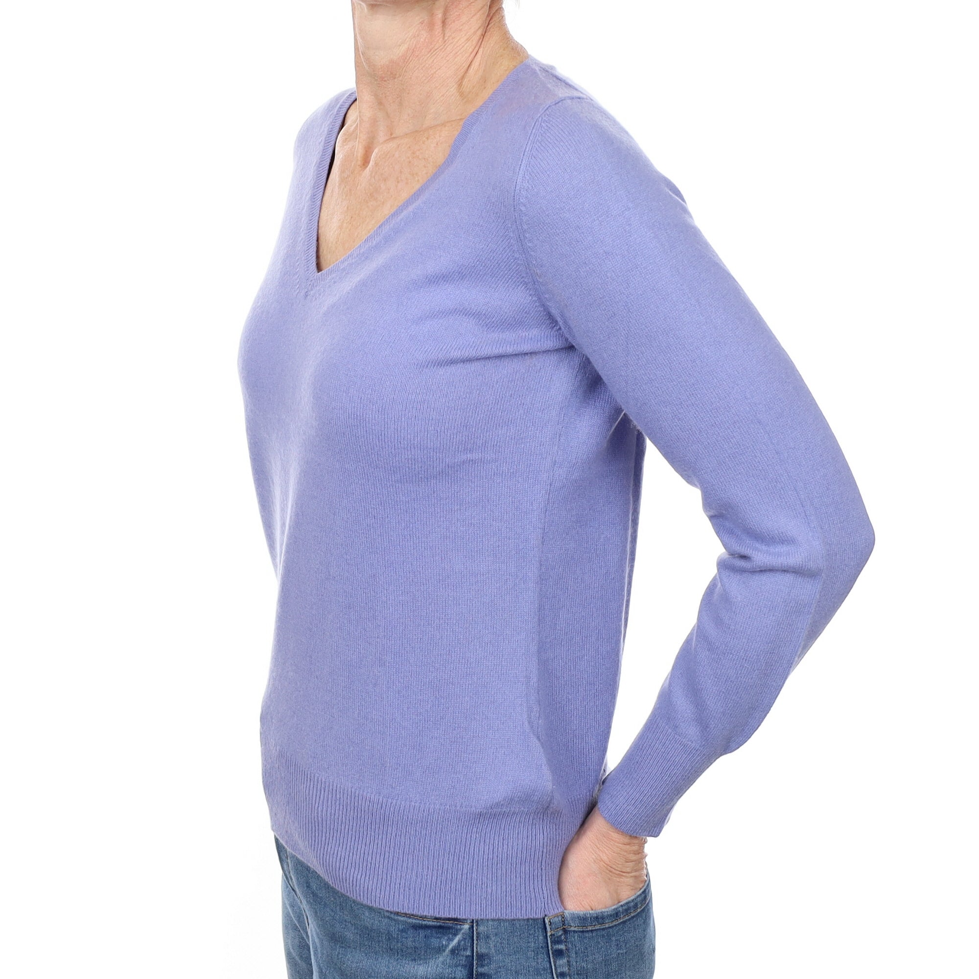 Sky Blue Cashmere V Neck Jumper Small