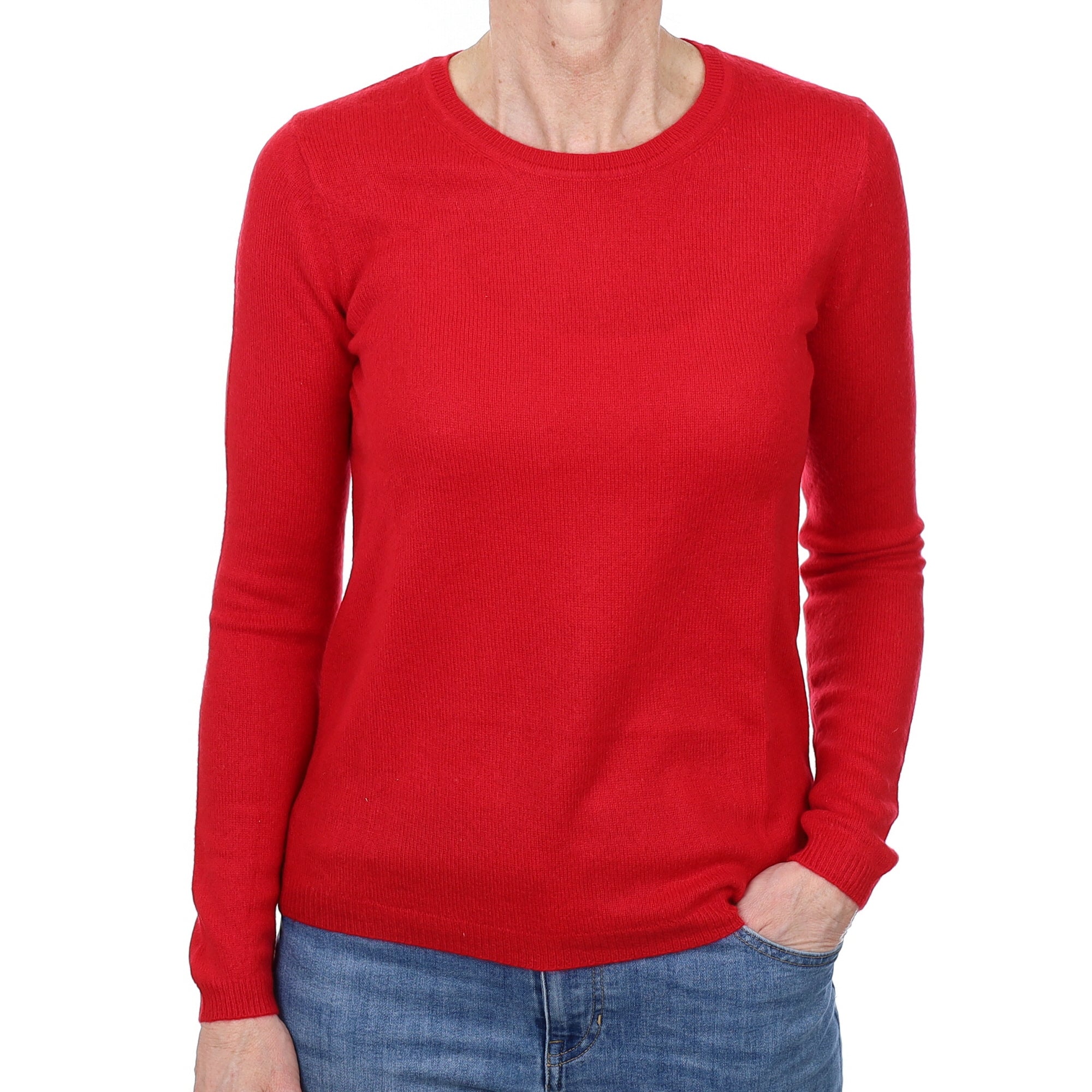 Post Box Red Cashmere Crew Neck Jumper Small