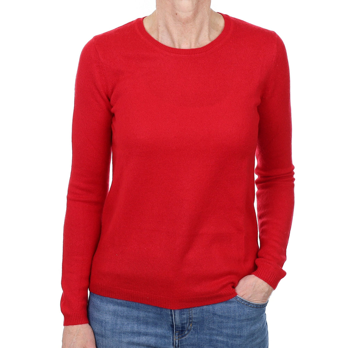 Post Box Red Cashmere Crew Neck Jumper Small