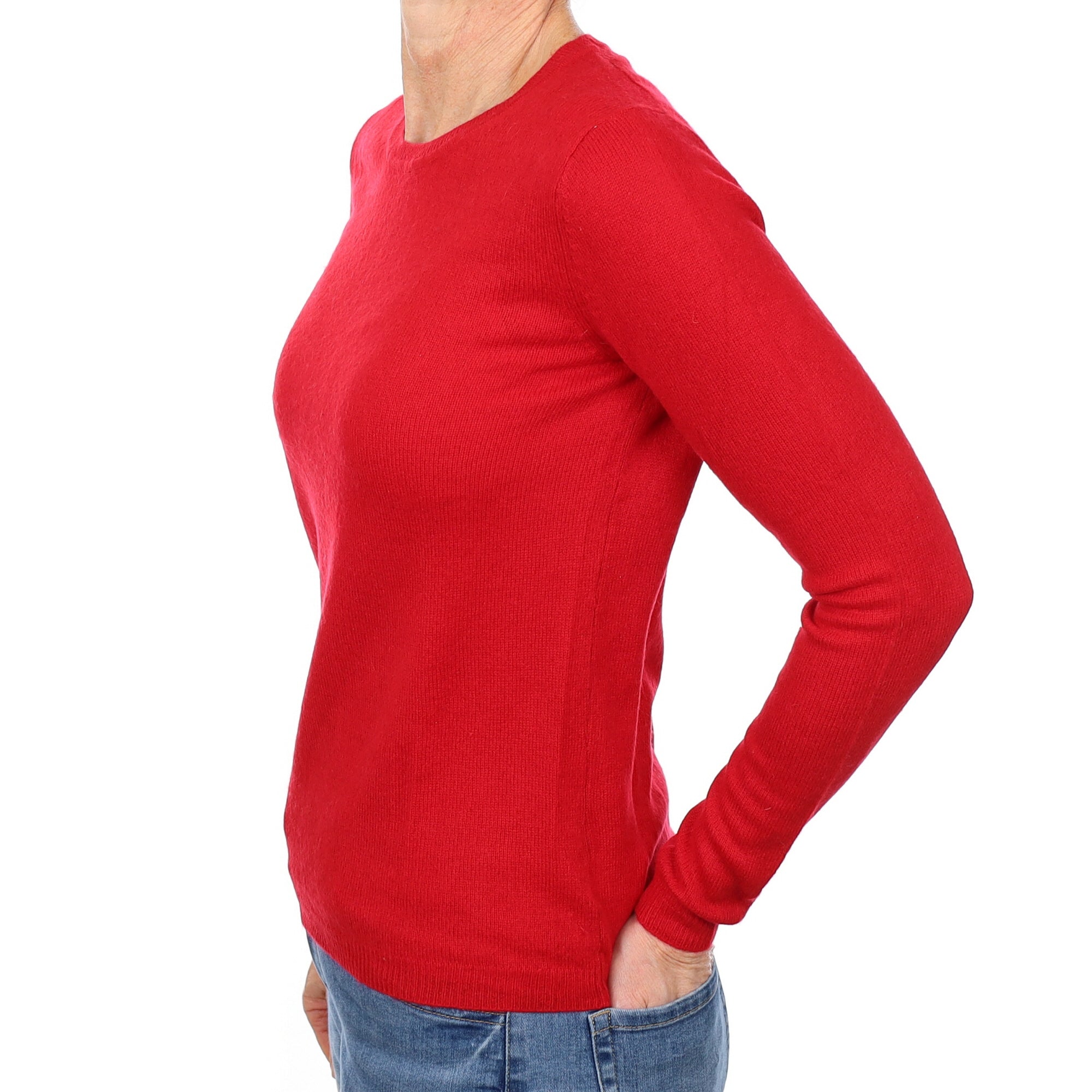Post Box Red Cashmere Crew Neck Jumper Small