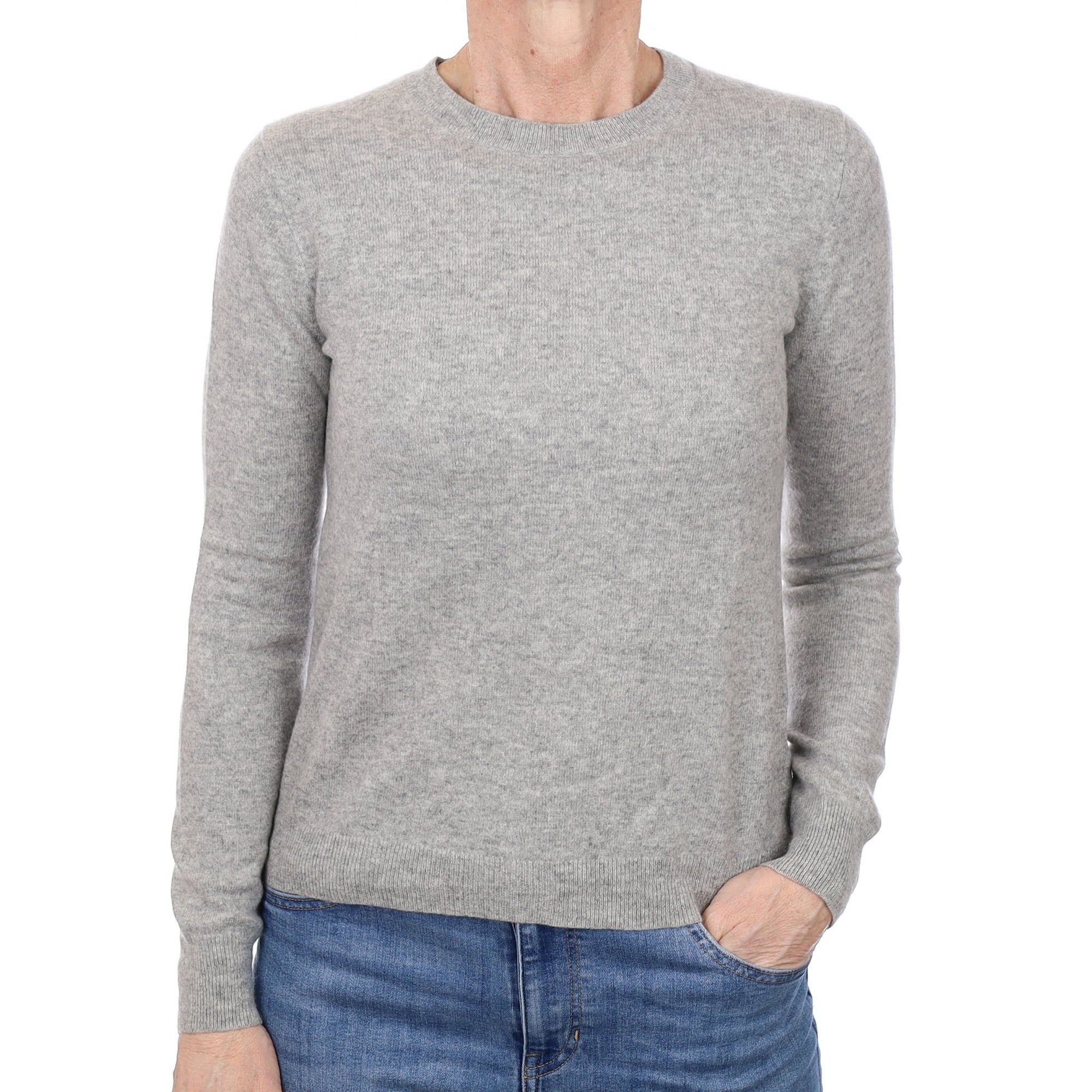 Smoke Grey Cashmere Crew Neck Jumper Small