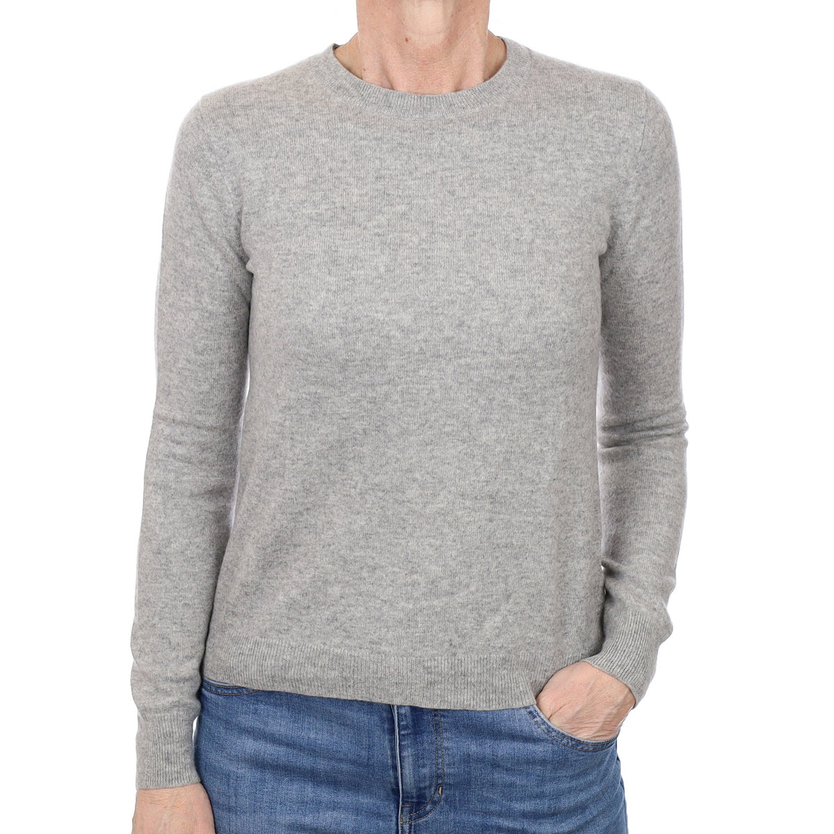 Smoke Grey Cashmere Crew Neck Jumper Small