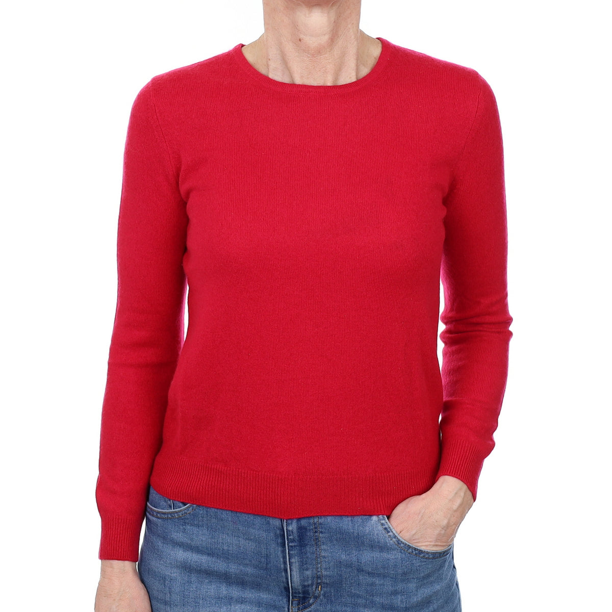 Cherry Red Cashmere Crew Neck Jumper Small