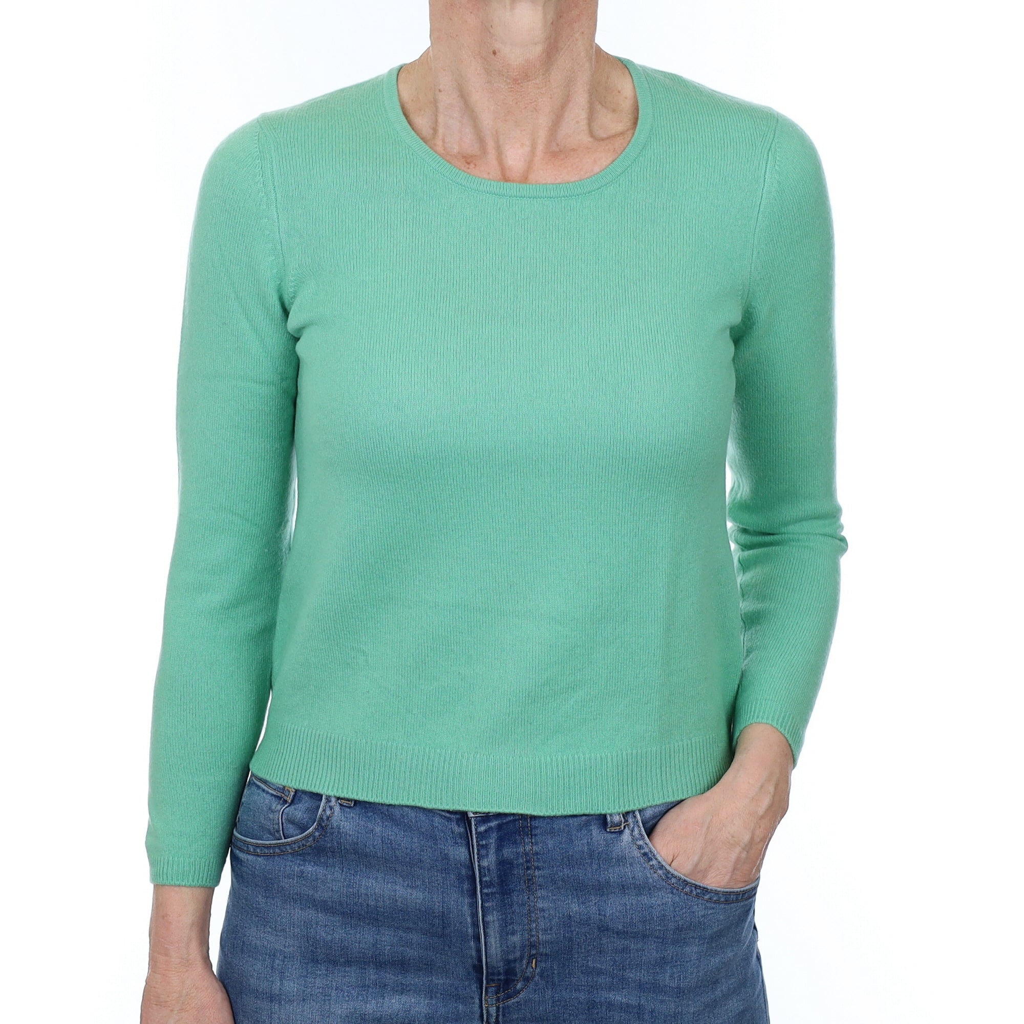 Deep Mint Green Cashmere Crew Neck Jumper Small