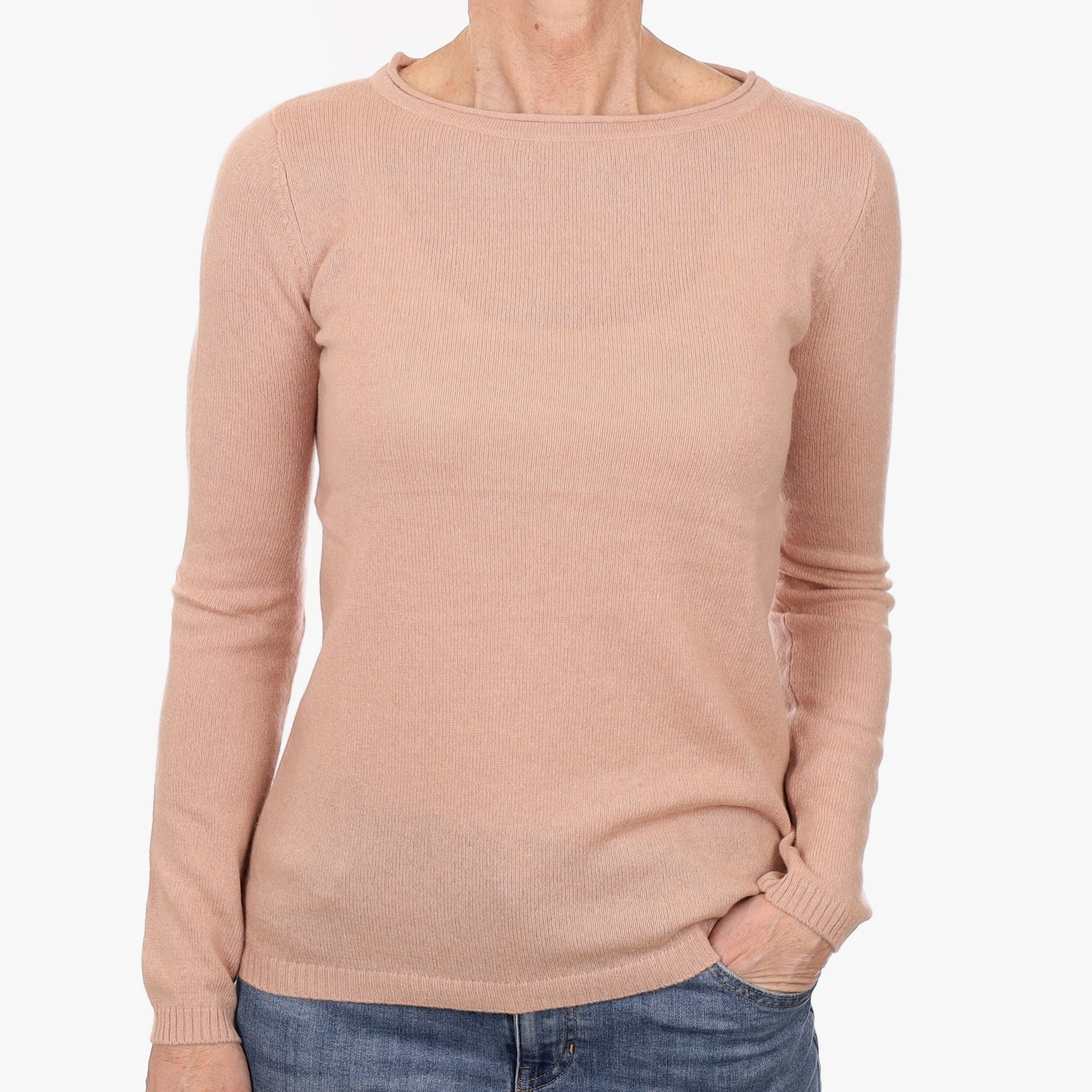 Nude Pink Cashmere Crew Neck Jumper Small