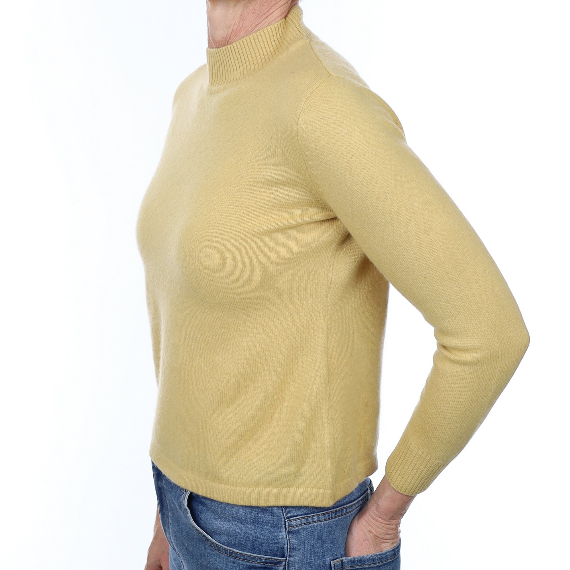 Pale Mustard Cashmere Turtle Neck Jumper Small