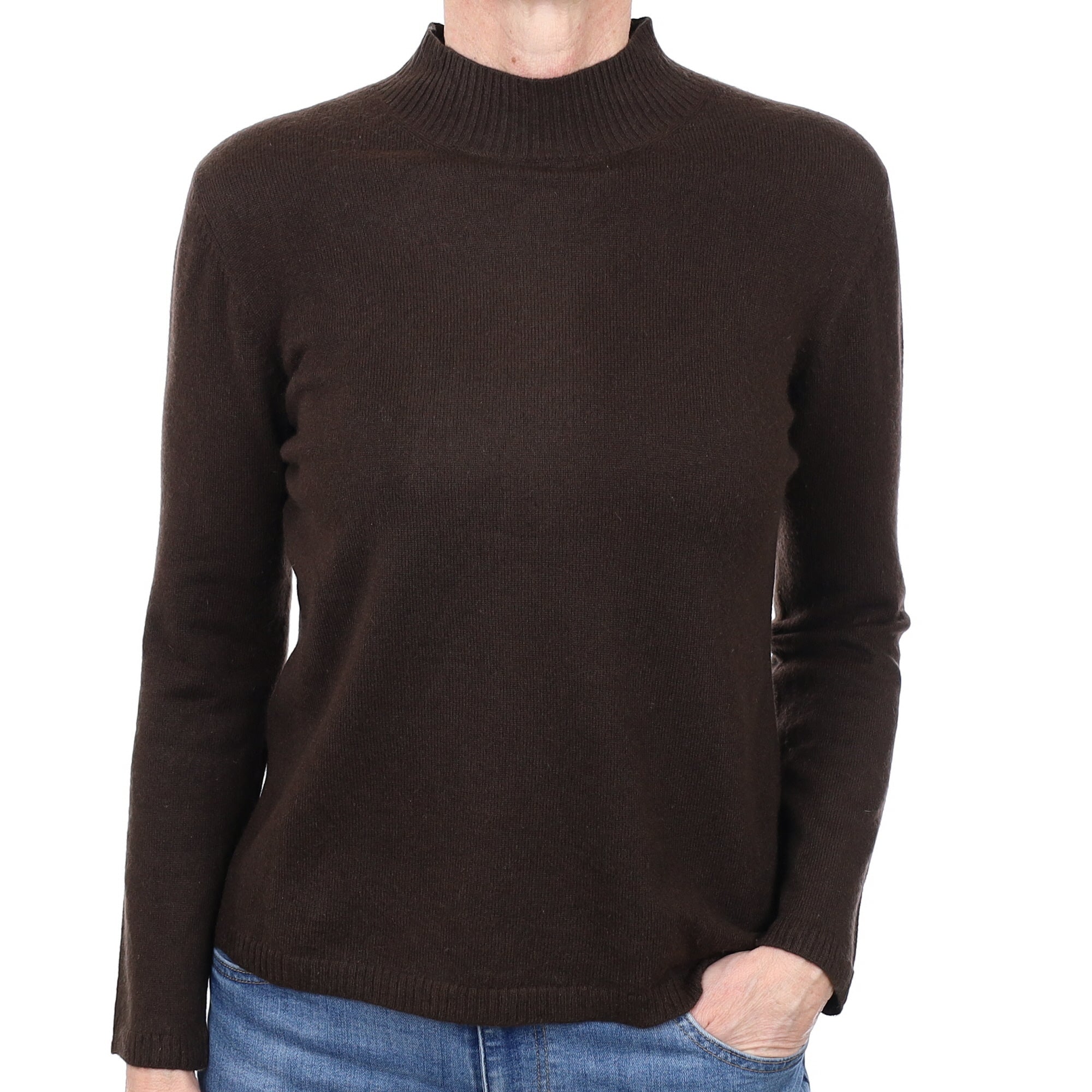 Dark Chocolate Brown Cashmere Turtle Neck Jumper Small