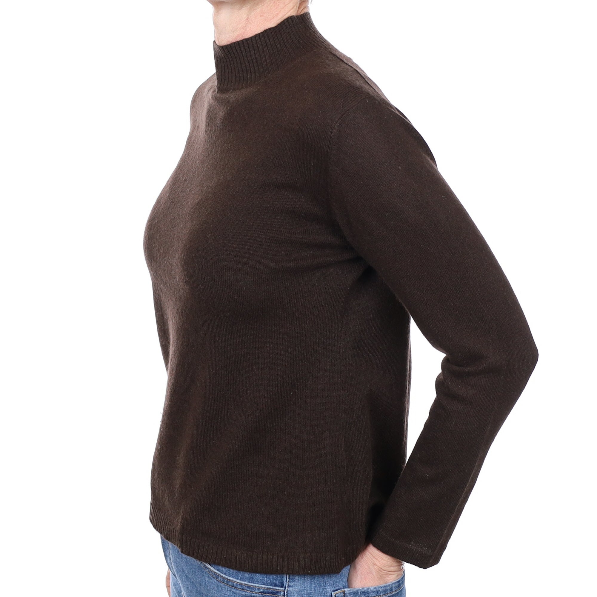 Dark Chocolate Brown Cashmere Turtle Neck Jumper Small