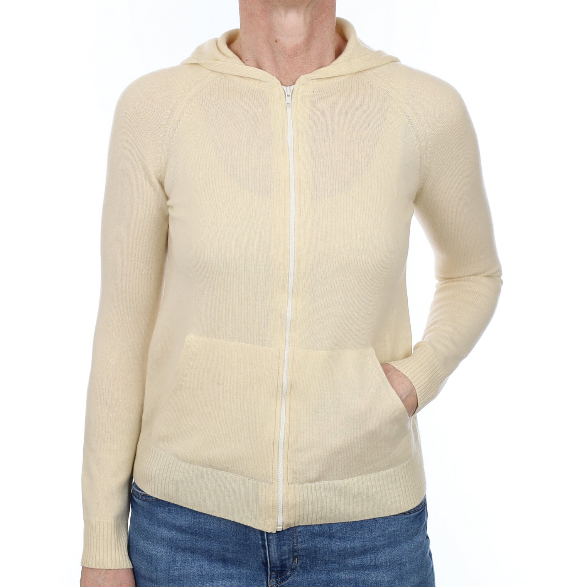 Cream Cashmere Zip Up Hoodie Small