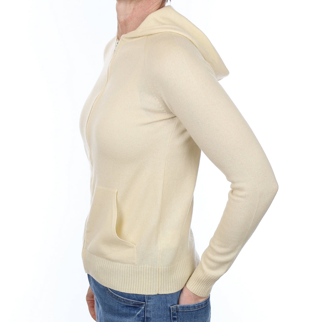 Cream Cashmere Zip Up Hoodie Small