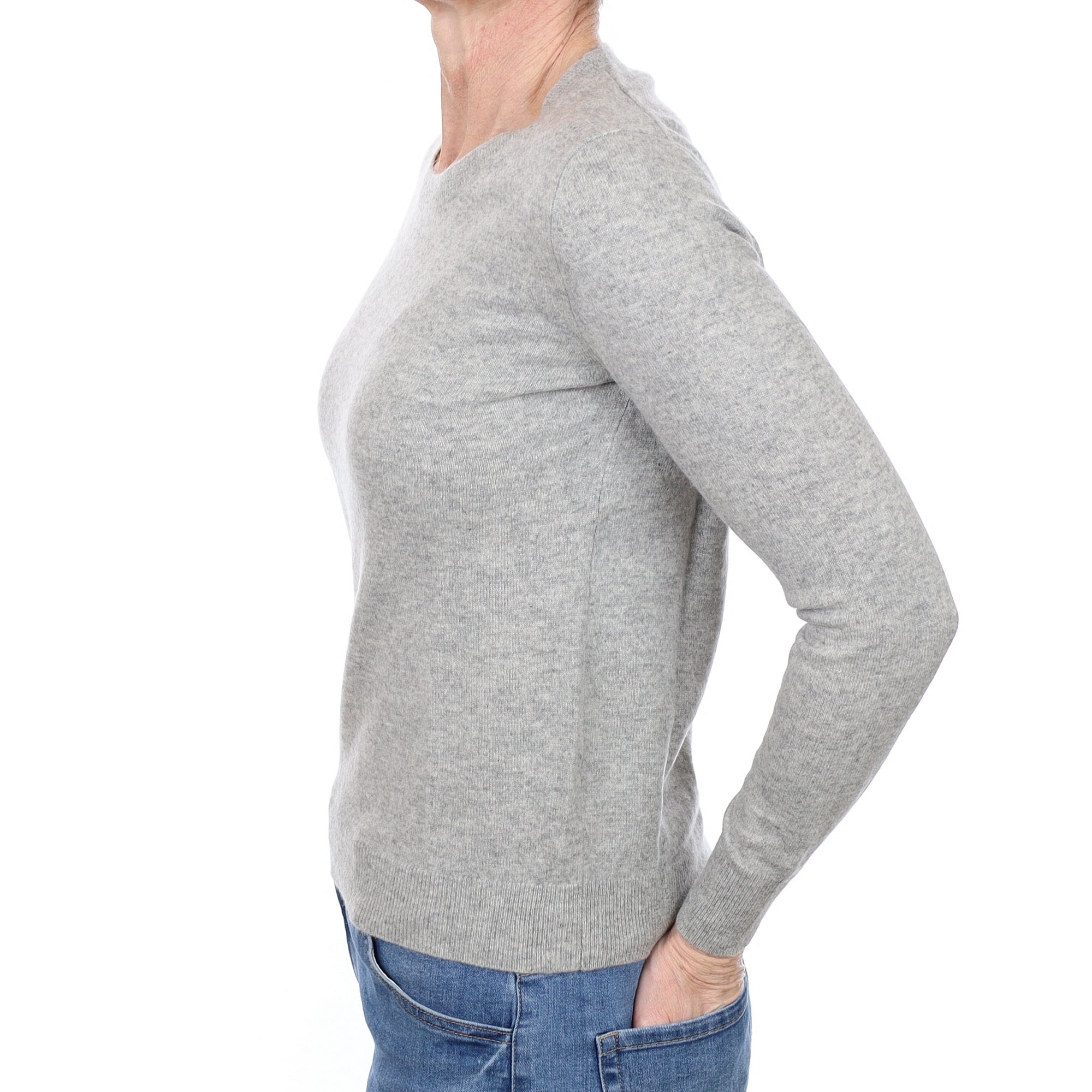 Smoke Grey Cashmere Crew Neck Jumper Small
