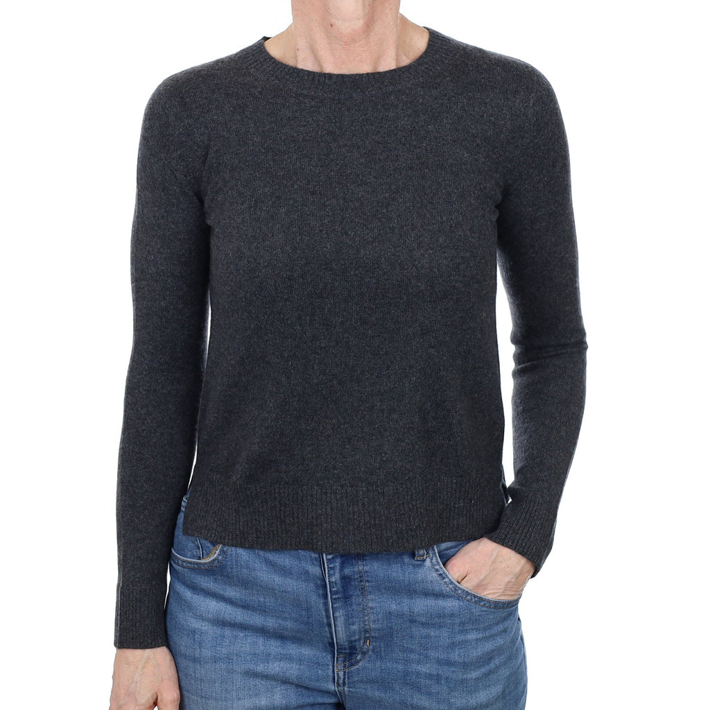 Charcoal Grey Cashmere Crew Neck Jumper Small