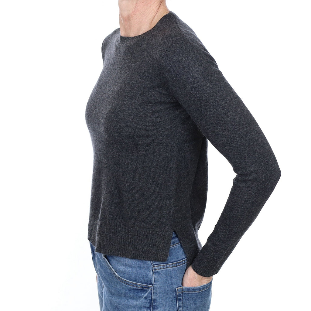 Charcoal Grey Cashmere Crew Neck Jumper Small