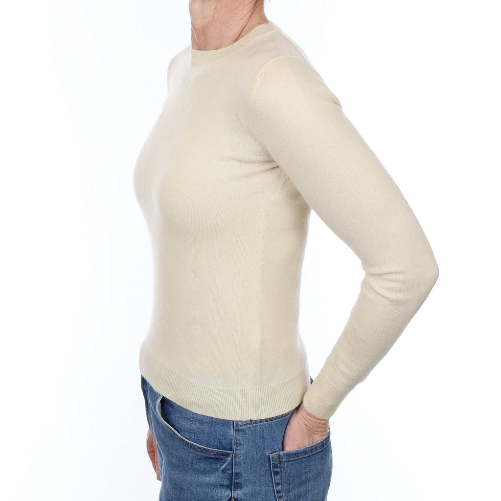 Vanilla Cream Cashmere Crew Neck Jumper Small
