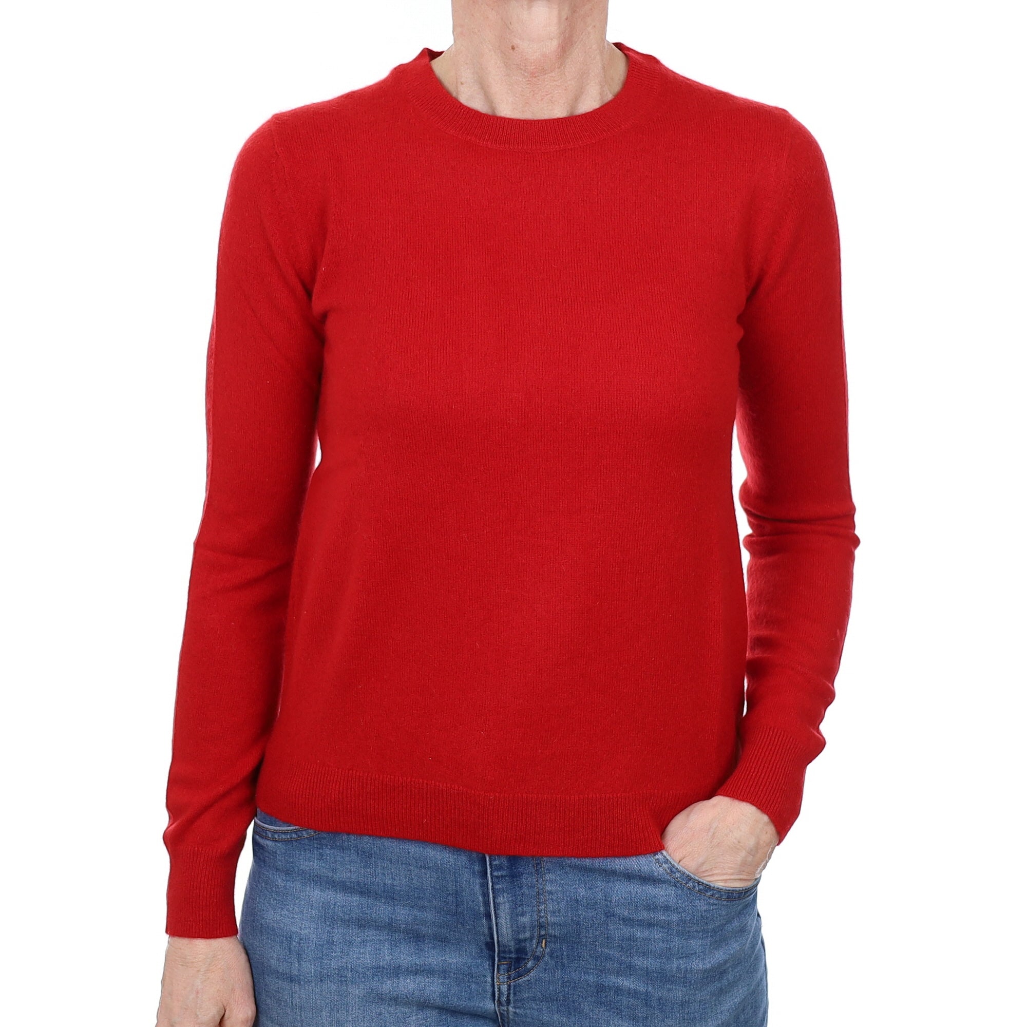 Post Box Red Cashmere Crew Neck Jumper Small