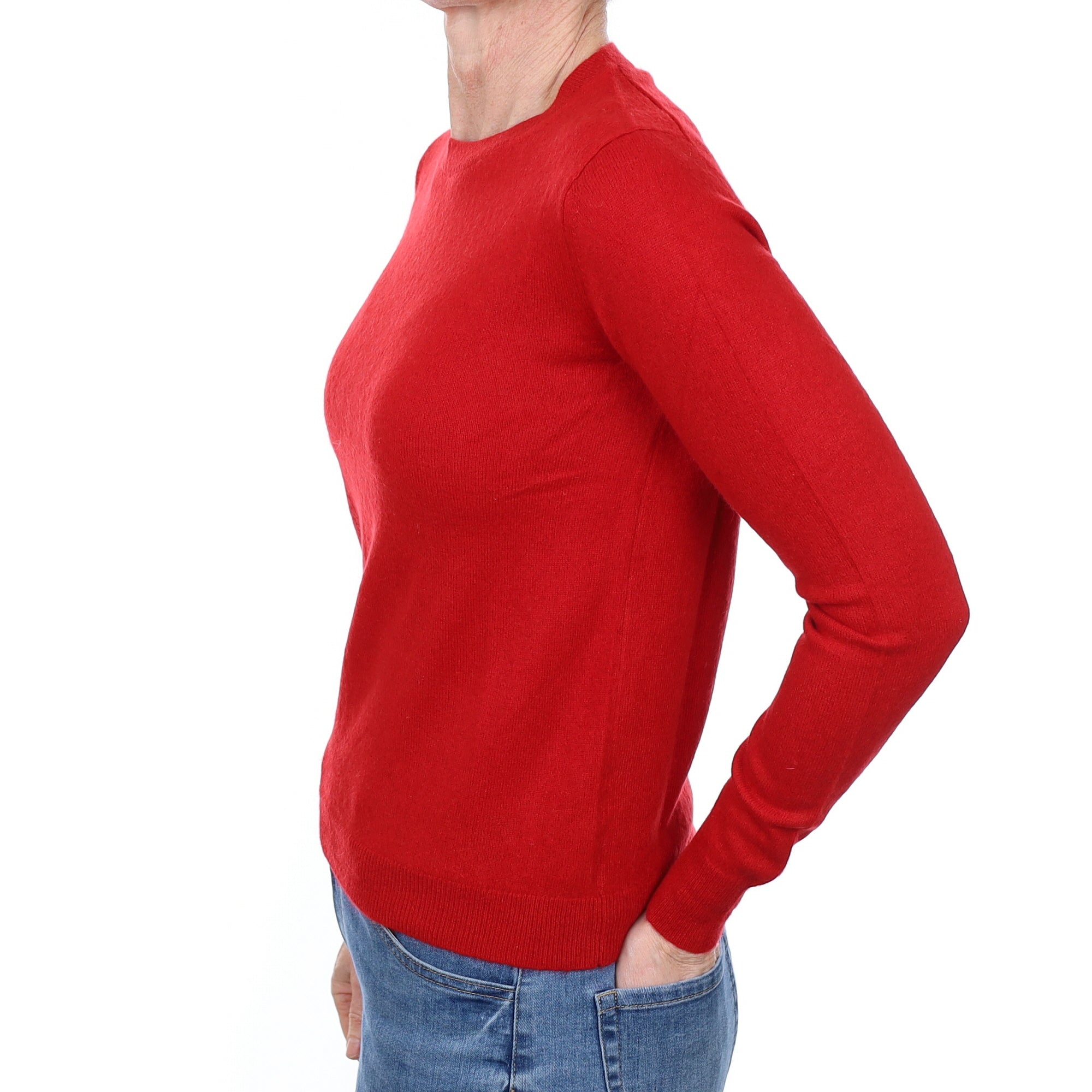 Post Box Red Cashmere Crew Neck Jumper Small