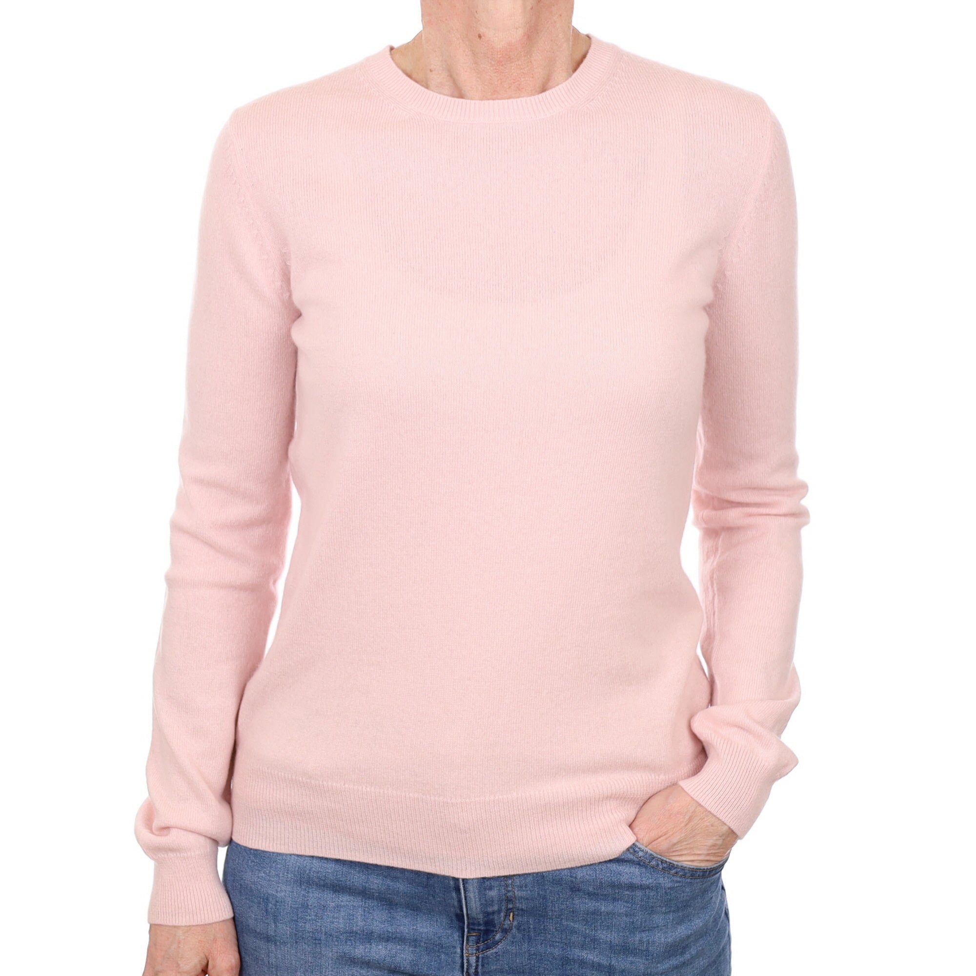 Shell Pink Cashmere Crew Neck Jumper Small
