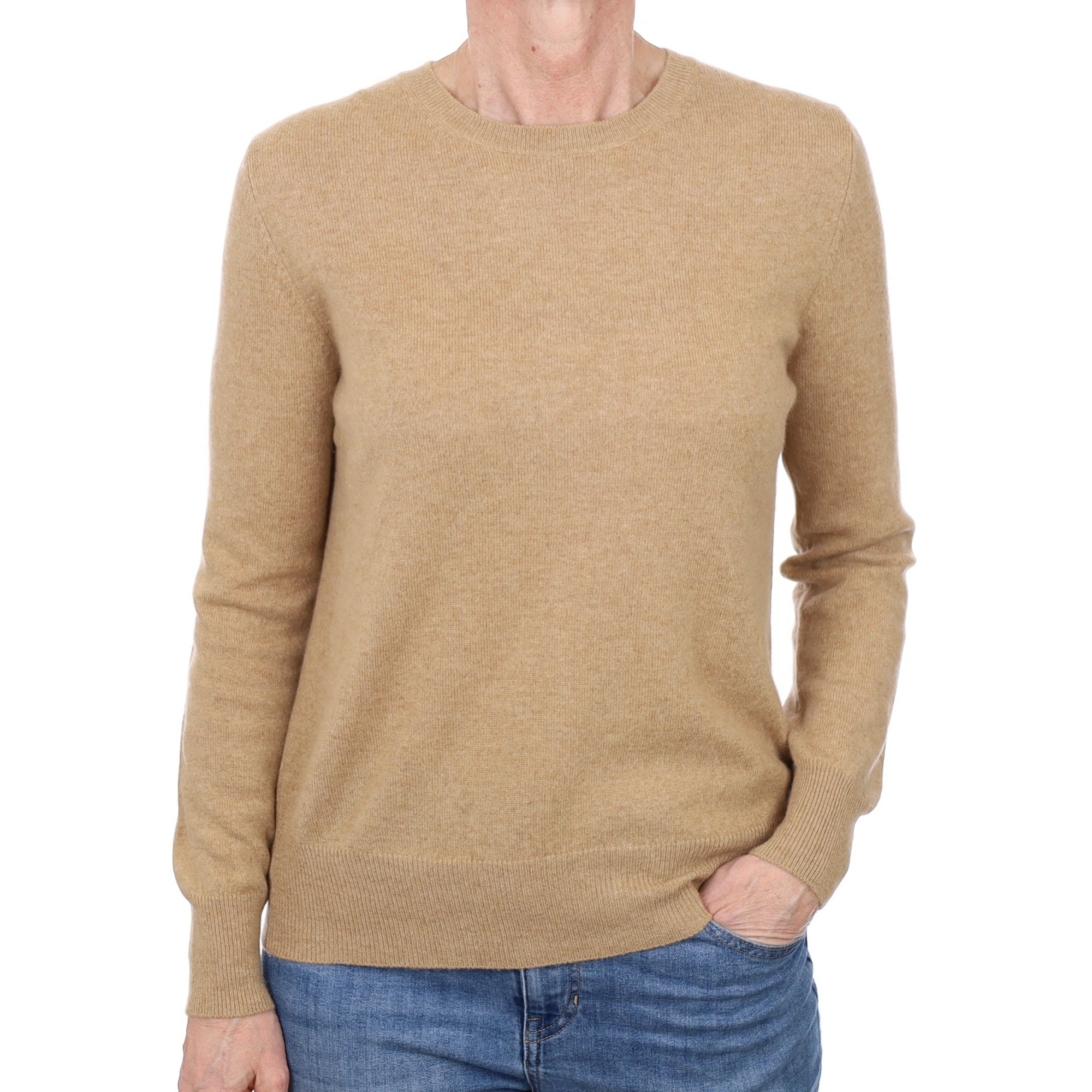 Fudge Brown Cashmere Crew Neck Jumper Small