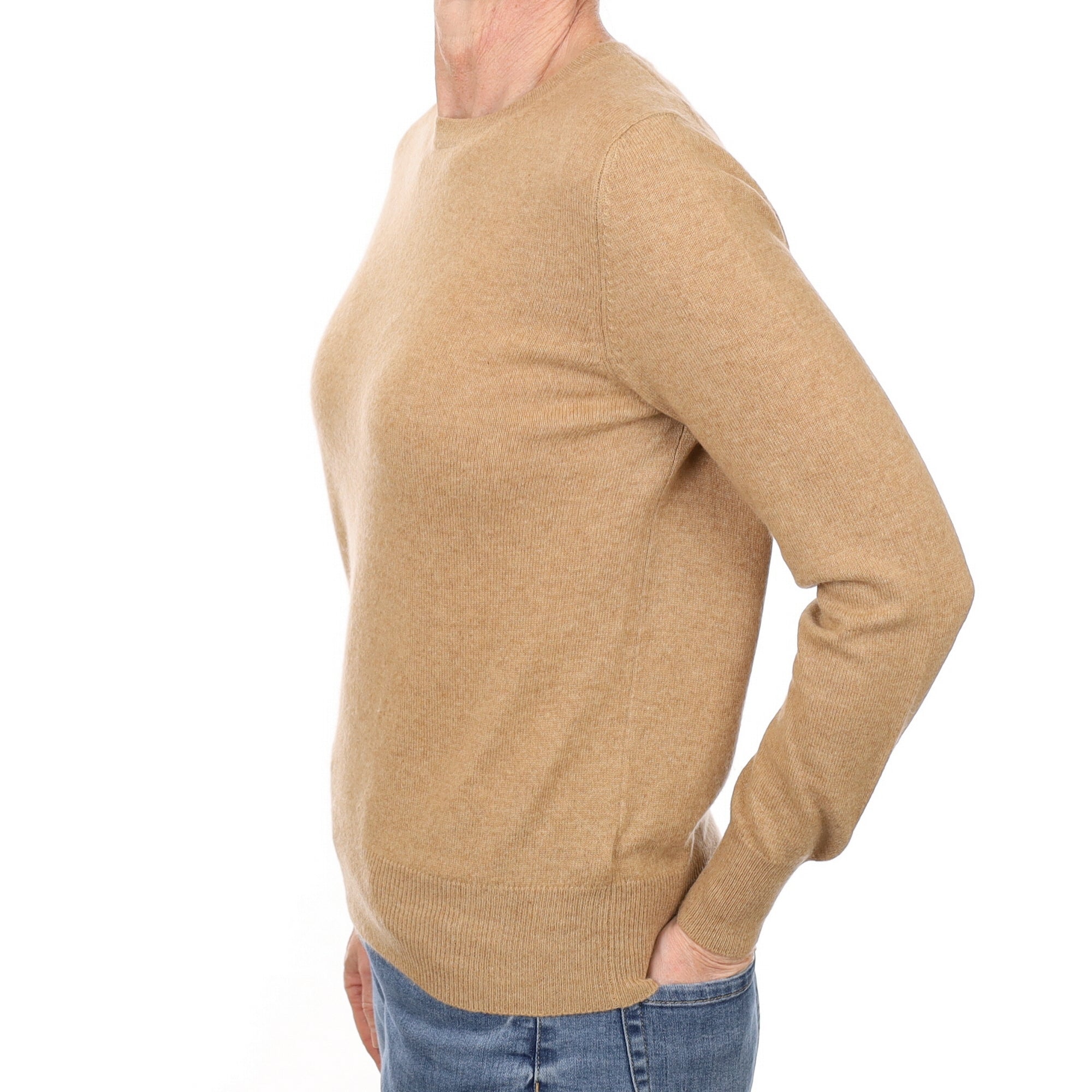 Fudge Brown Cashmere Crew Neck Jumper Small