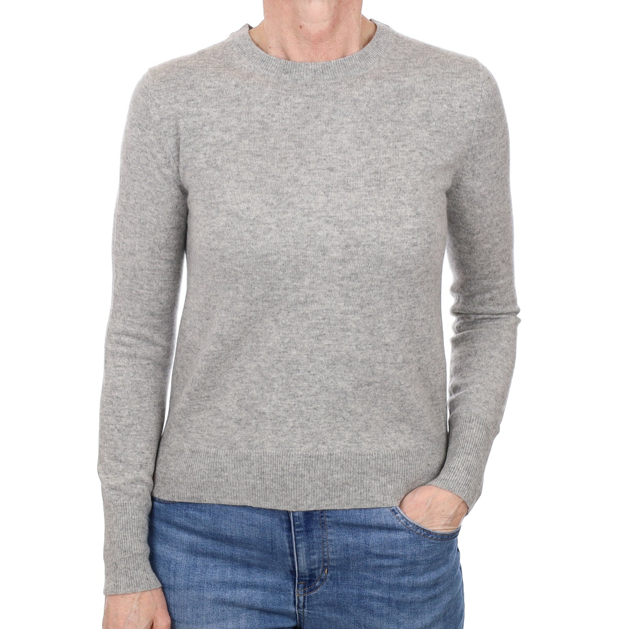 Smoke Grey Cashmere Crew Neck Jumper Small