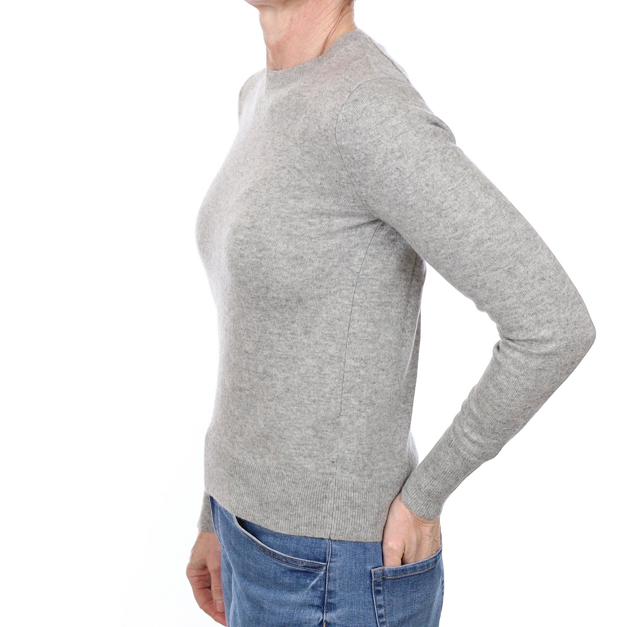 Smoke Grey Cashmere Crew Neck Jumper Small
