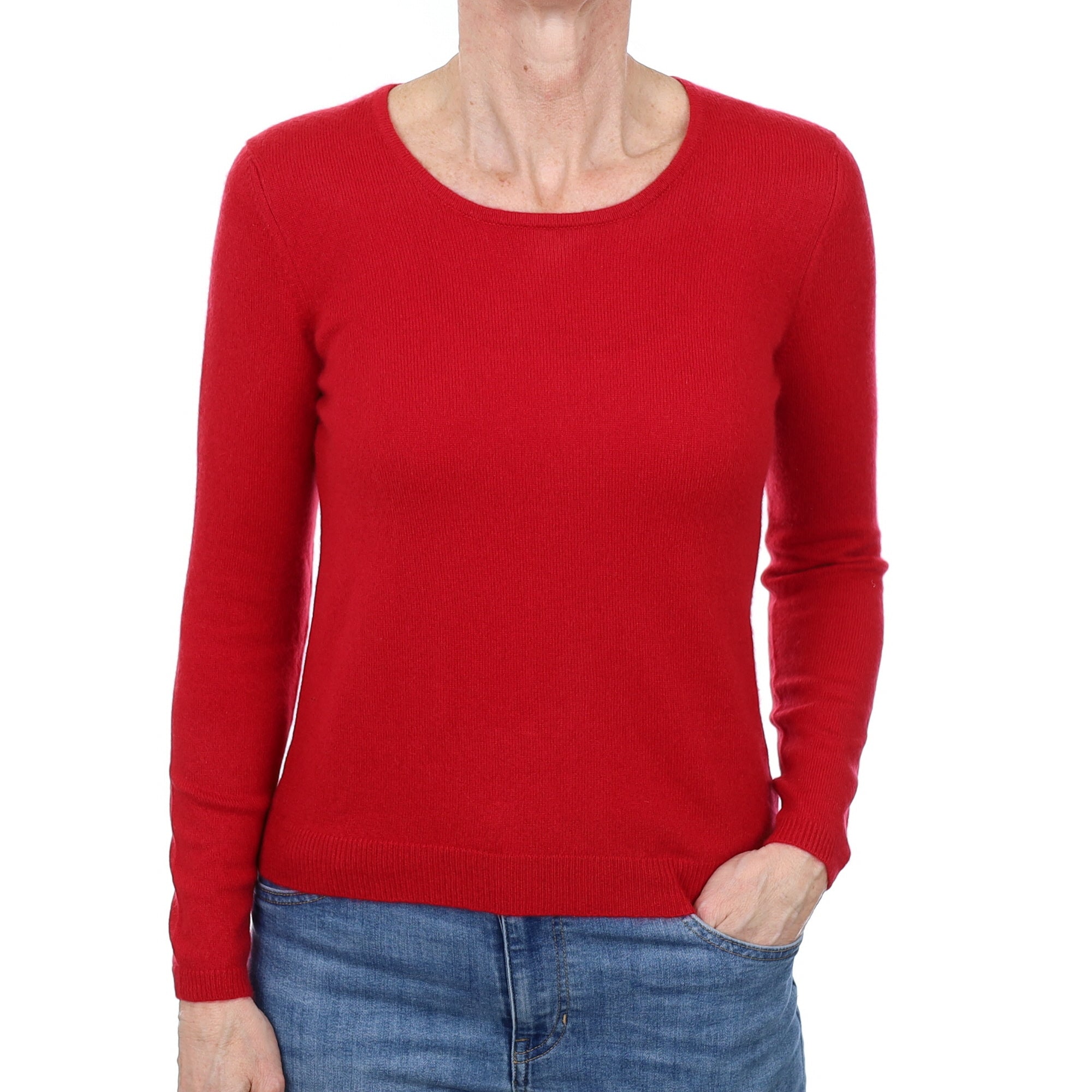Spanish Red Cashmere Crew Neck Jumper Small