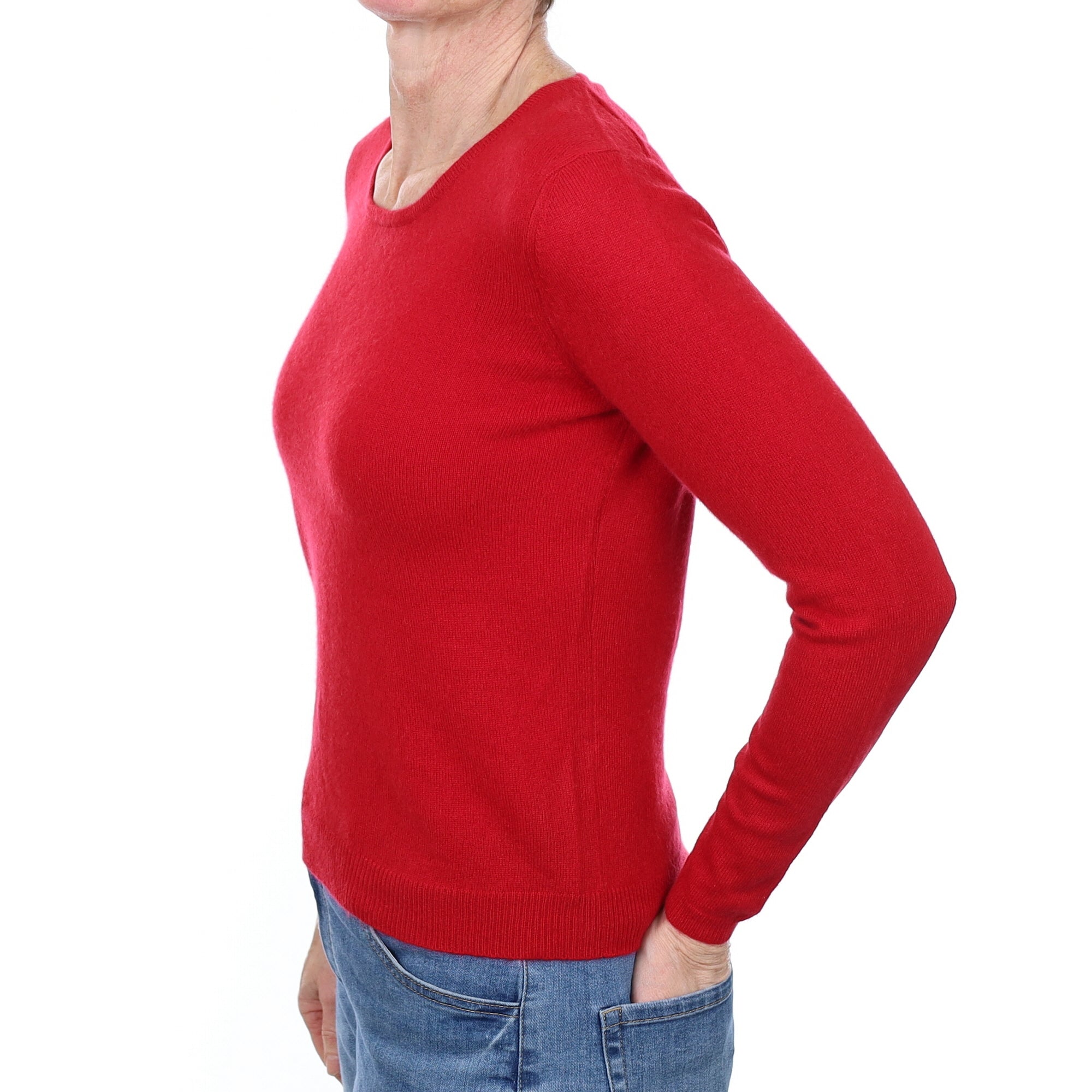 Spanish Red Cashmere Crew Neck Jumper Small